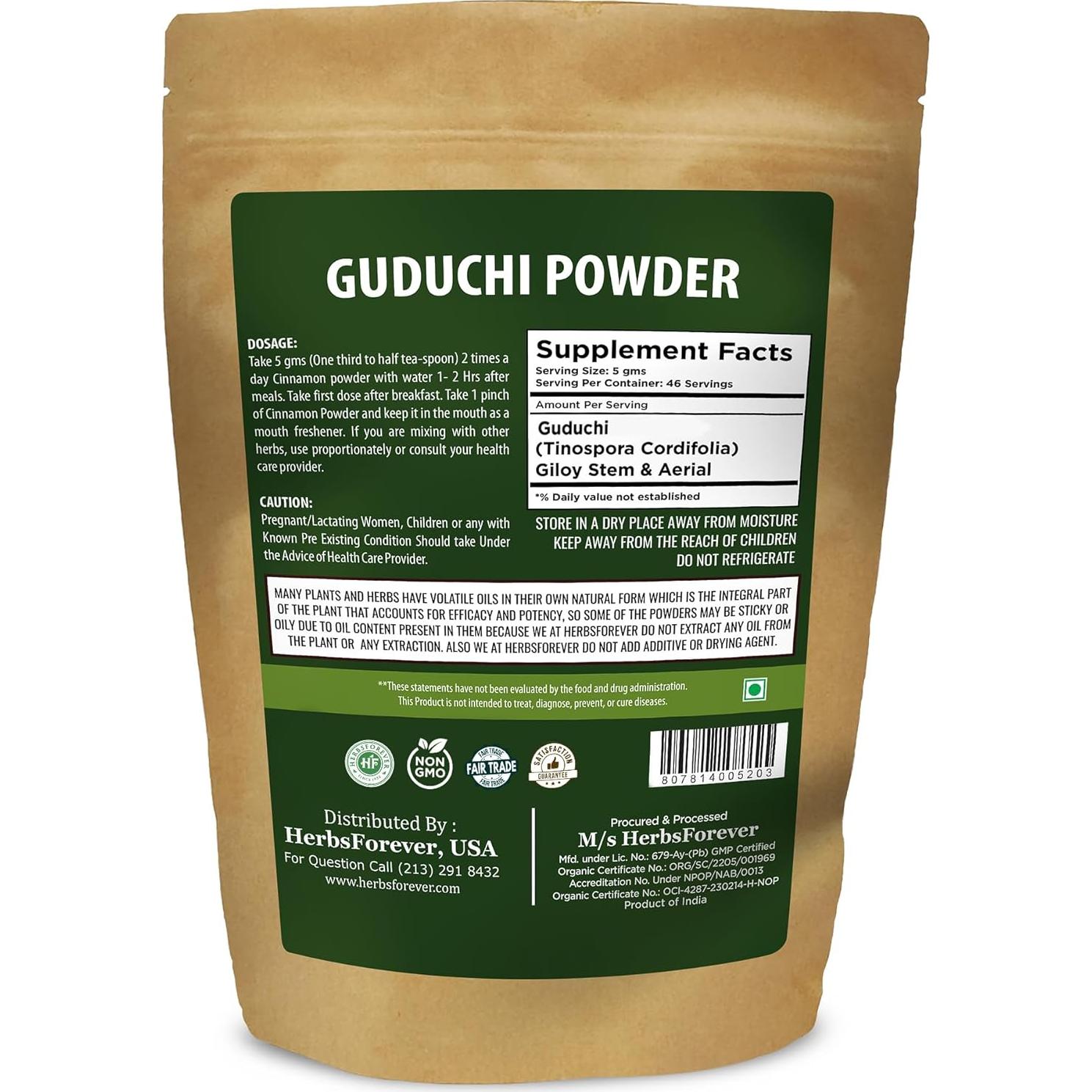 Polvo de Guduchi 230g | Tinospora Cordifolia | Suplemento Herbal