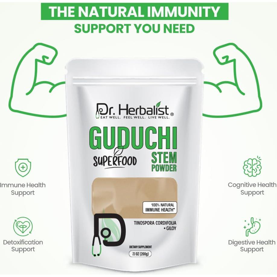 Polvo de Tallo de Guduchi 200g Dr. HERBALIST - Desintoxicación y Bienestar