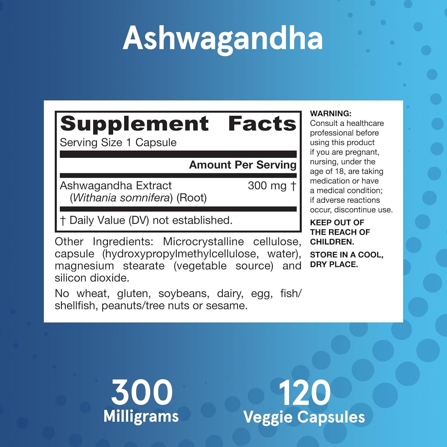 Cápsulas de Ashwagandha Jarrow Formulas 300 mg 120 Veganas