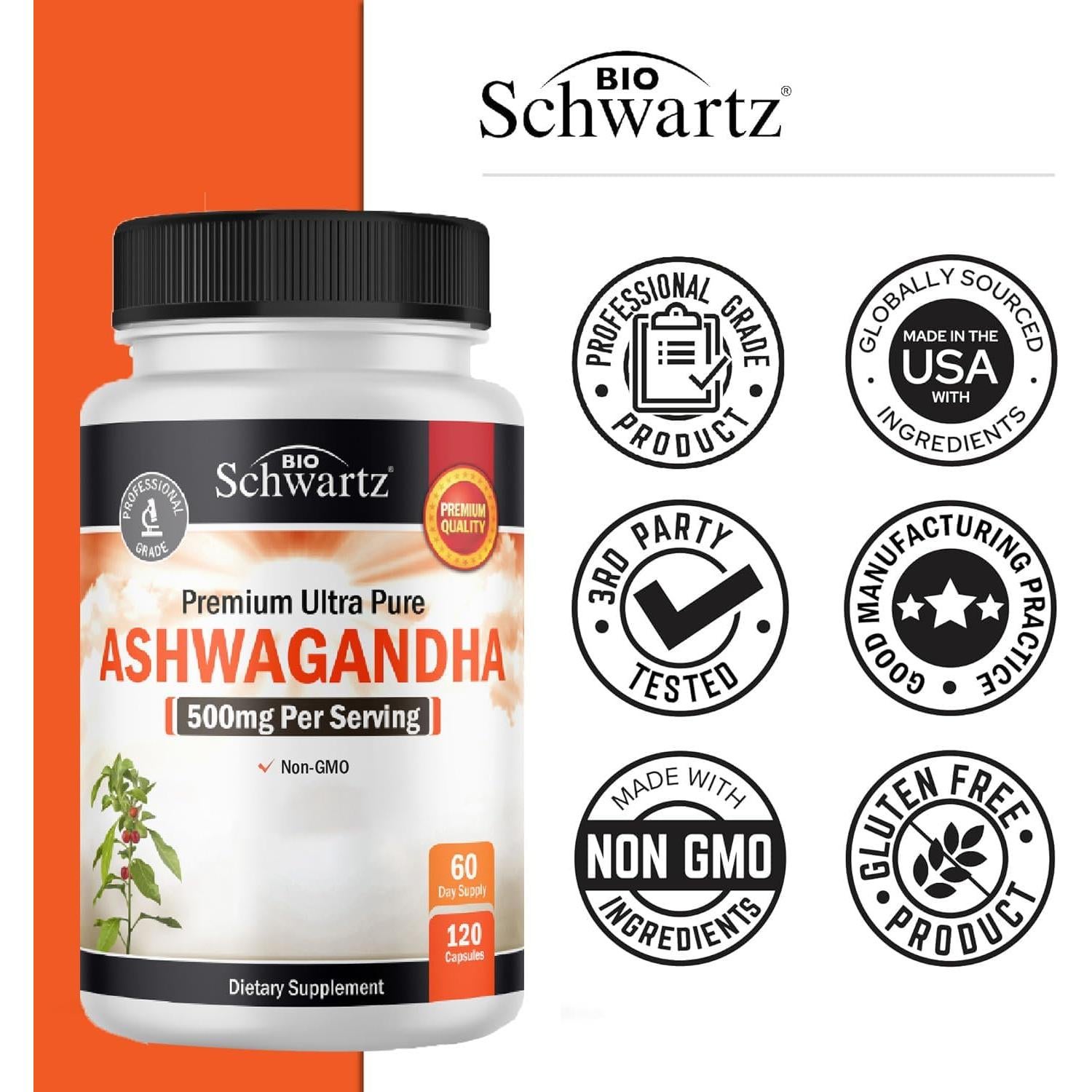 Cápsulas de Ashwagandha BioSchwartz 500mg - 120 Conteo
