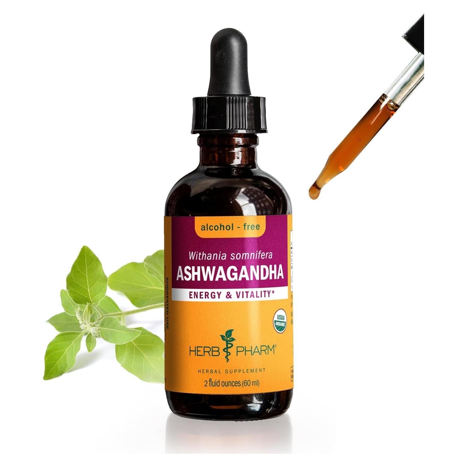 Extracto de Ashwagandha Orgánico Herb Pharm 60 ml Glicerita Sin Alcohol