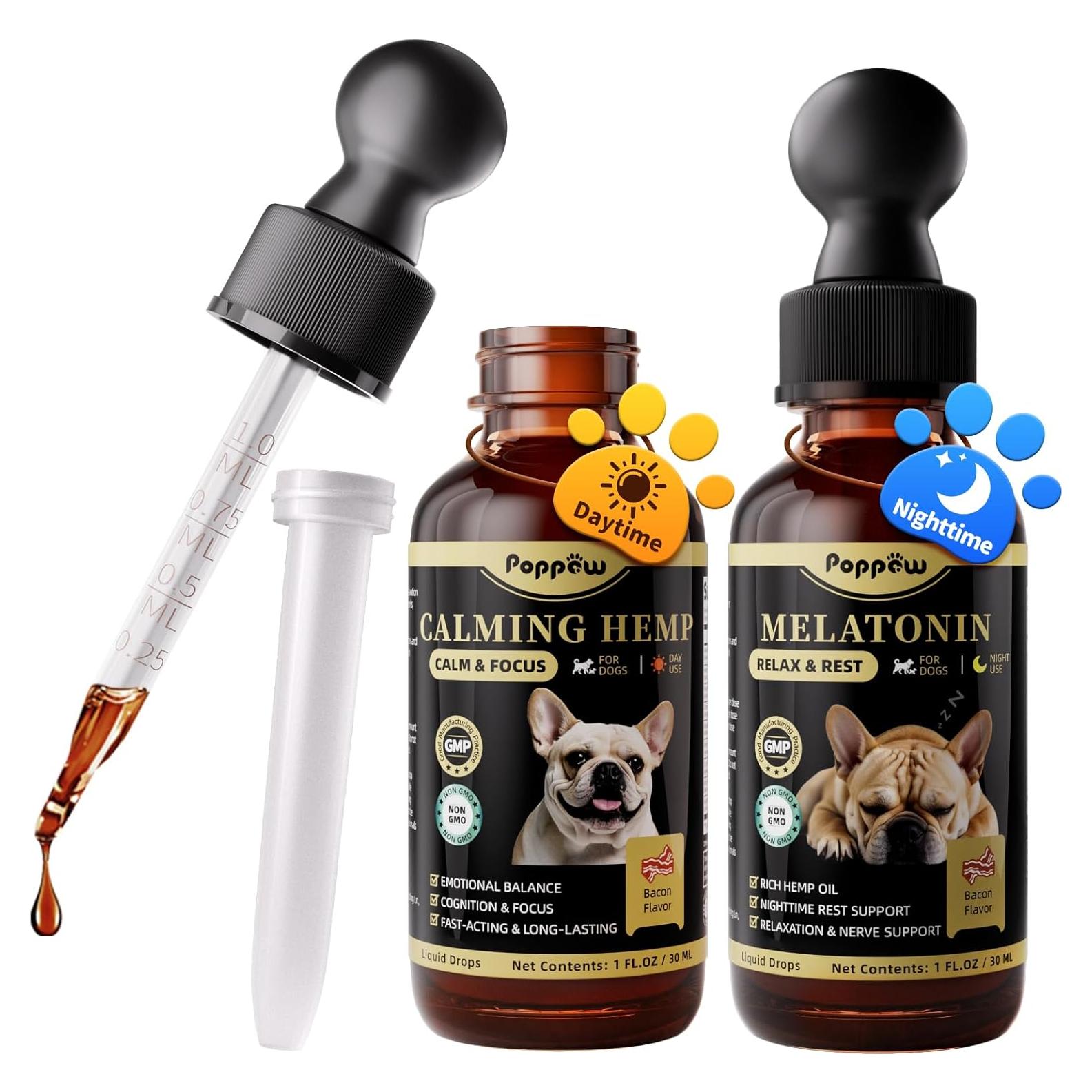 Gotas Calmantes para Perros POPPAW - Set de Melatonina 60ml