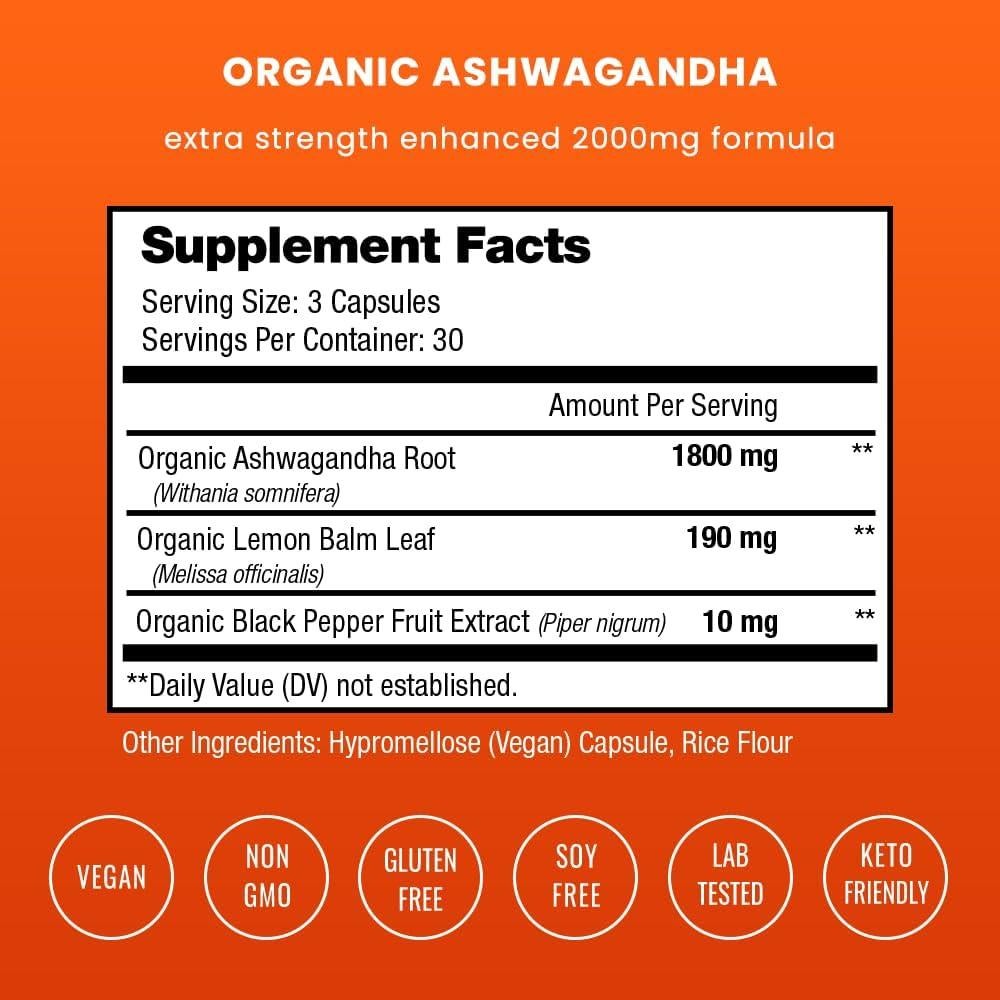 Cápsulas de Ashwagandha Orgánica NutraChamps 2000mg