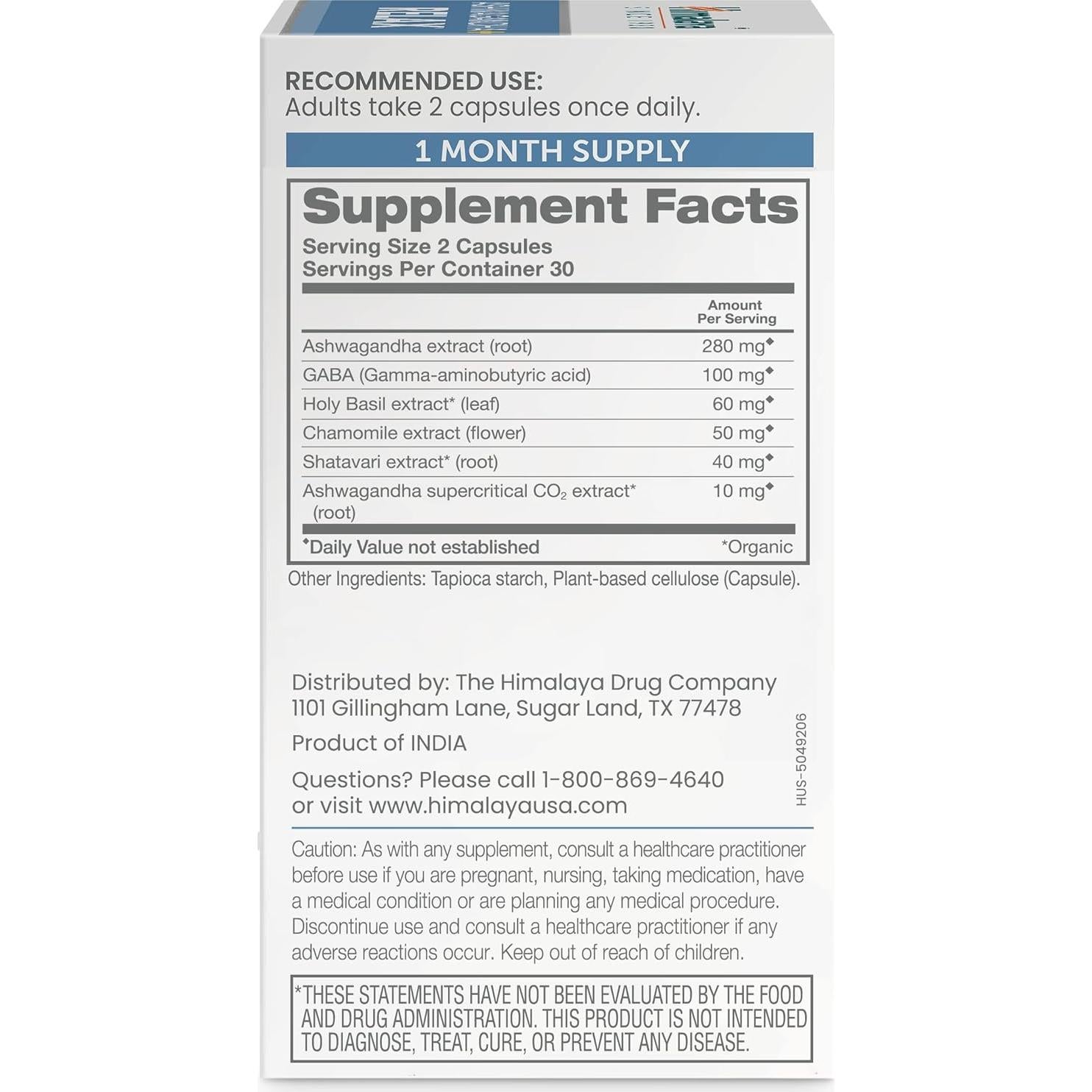 Himalaya Ashwagandha+ Relajación 540 mg, 60 Cápsulas Veganas