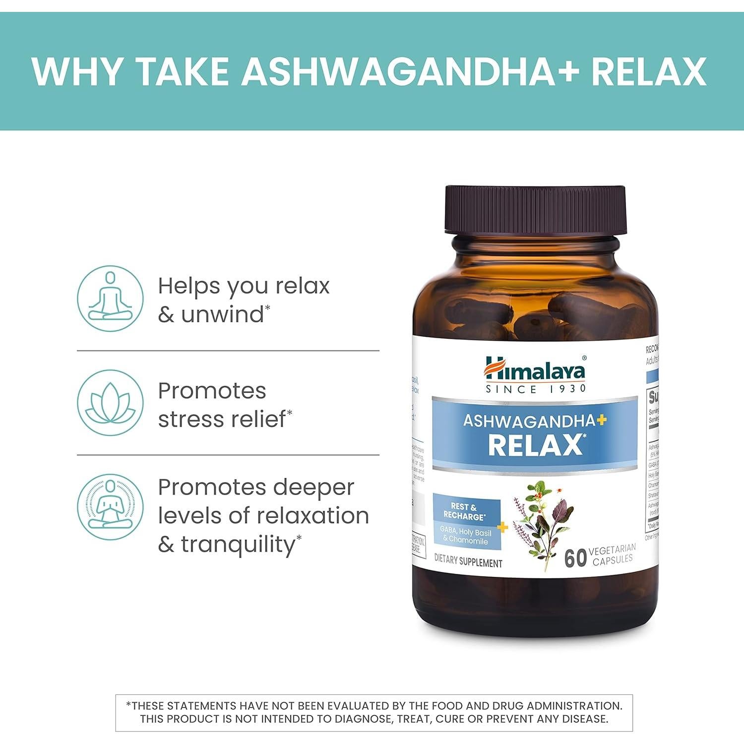 Himalaya Ashwagandha+ Relajación 540 mg, 60 Cápsulas Veganas