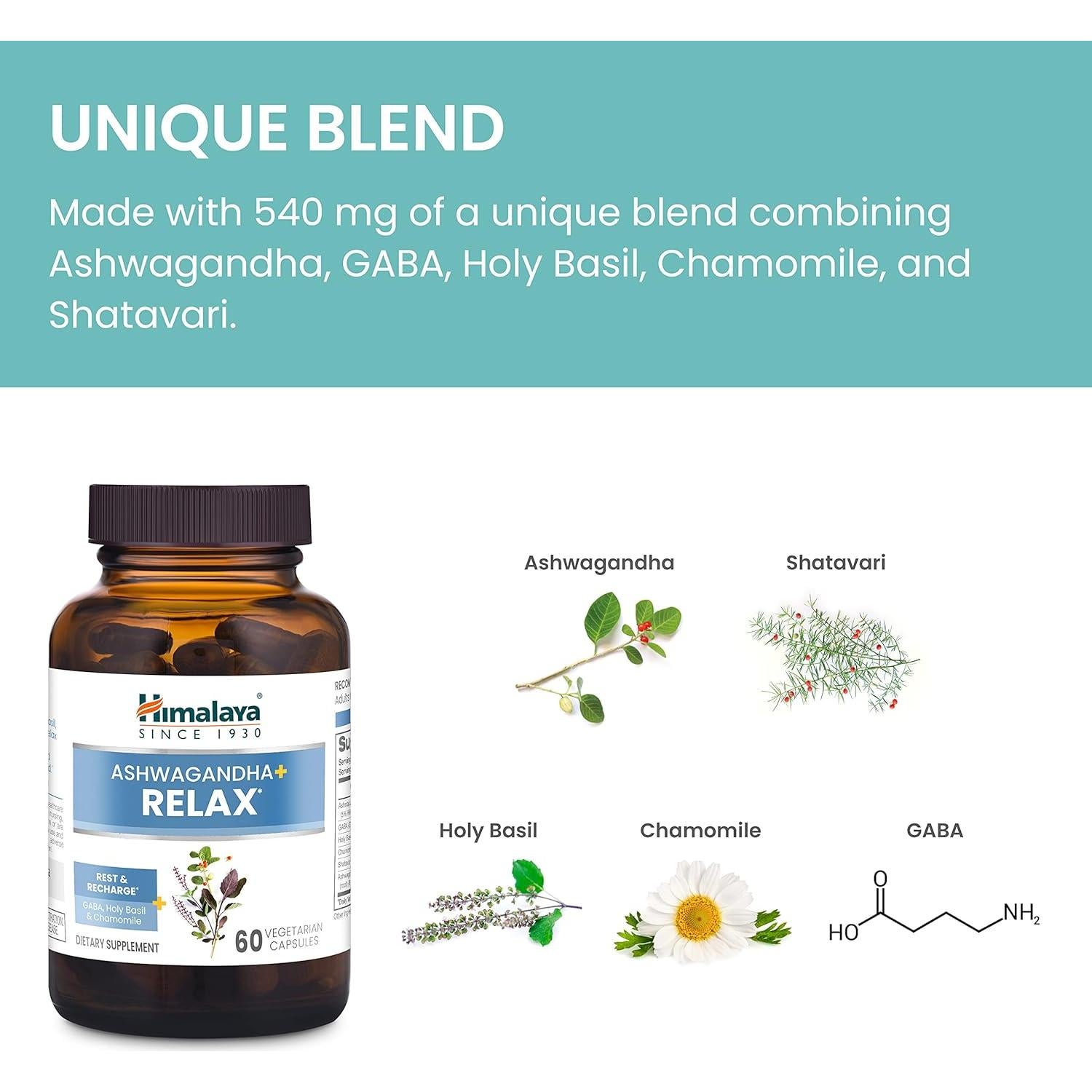 Himalaya Ashwagandha+ Relajación 540 mg, 60 Cápsulas Veganas