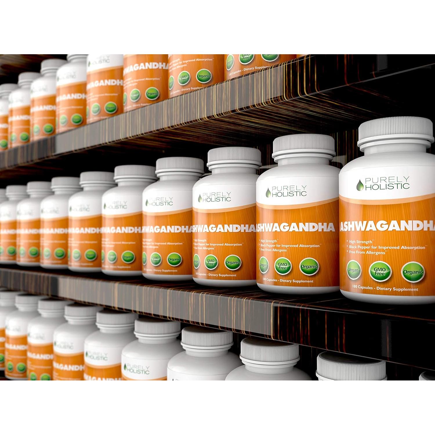 Ashwagandha Orgánica Purely Holistic 1300mg - 180 Cápsulas Veganas