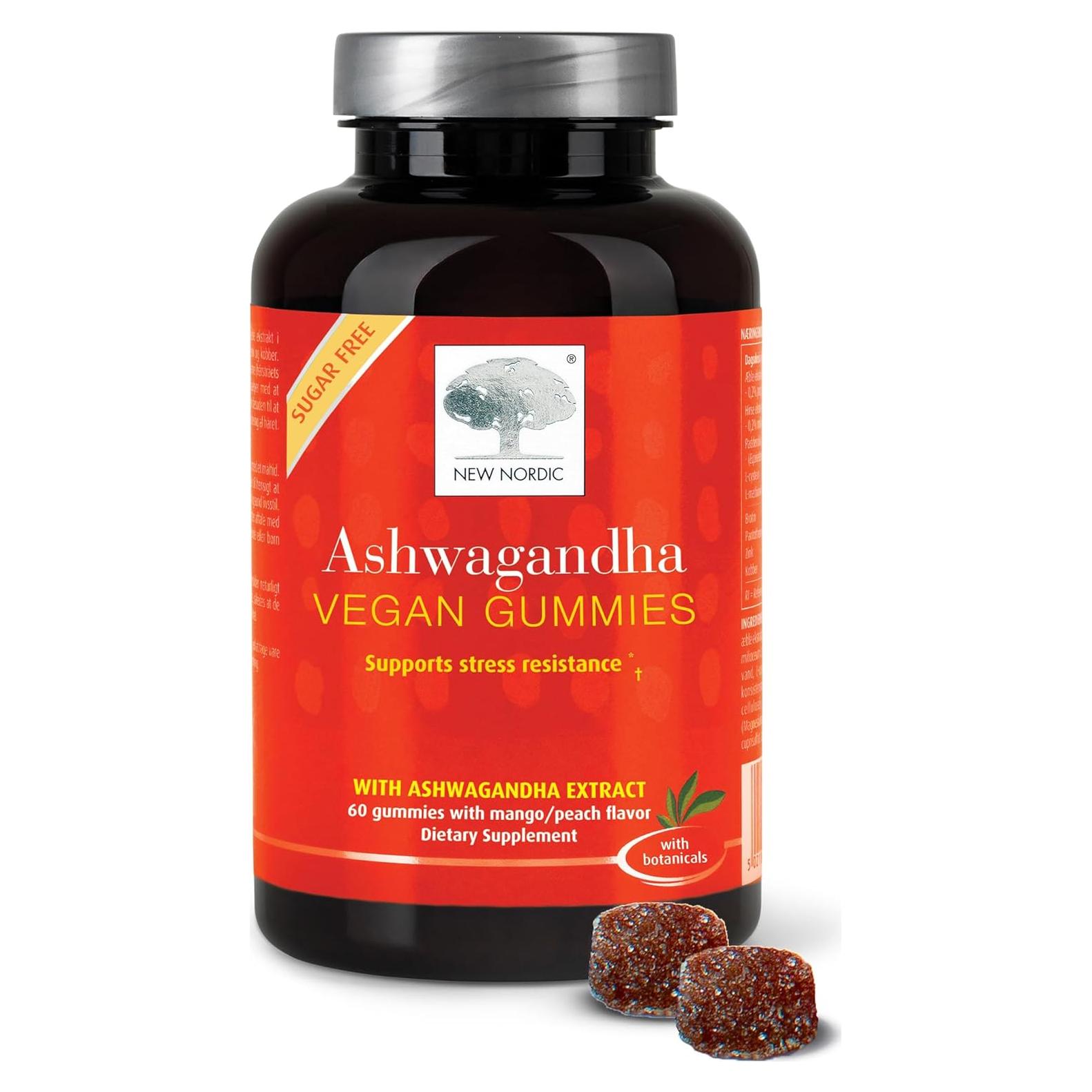 Gominolas de Ashwagandha New Nordic 300 mg Sabor Mango Durazno 60 Unidades