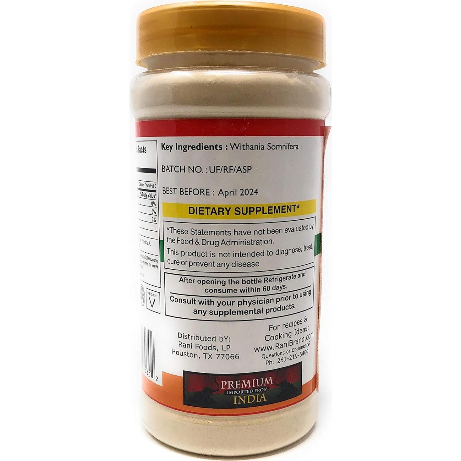 Polvo de Ashwagandha Rani 200g - Natural, Vegano, Sin Gluten