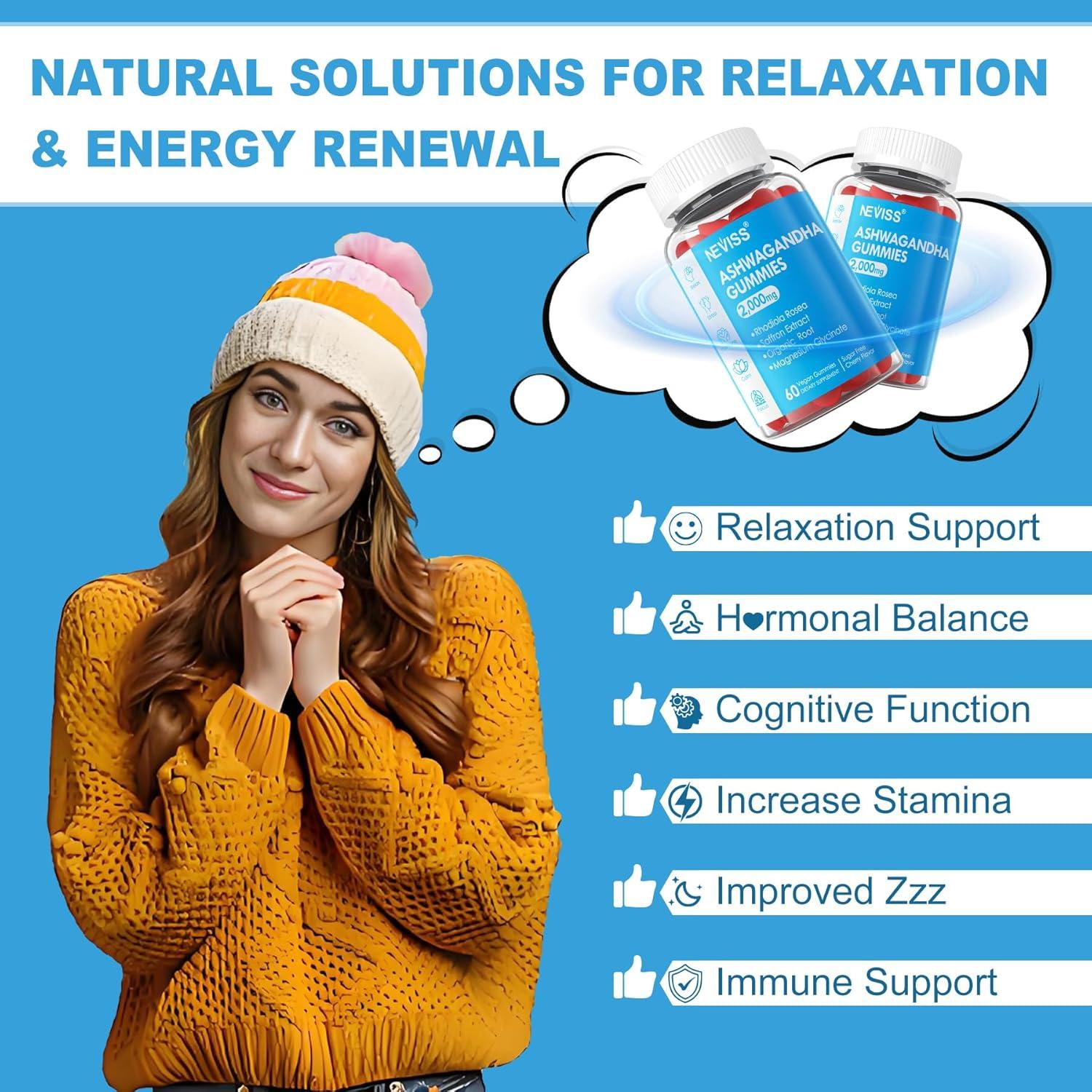 Gomitas de Ashwagandha NEVISS 200mg con Magnesio y B6