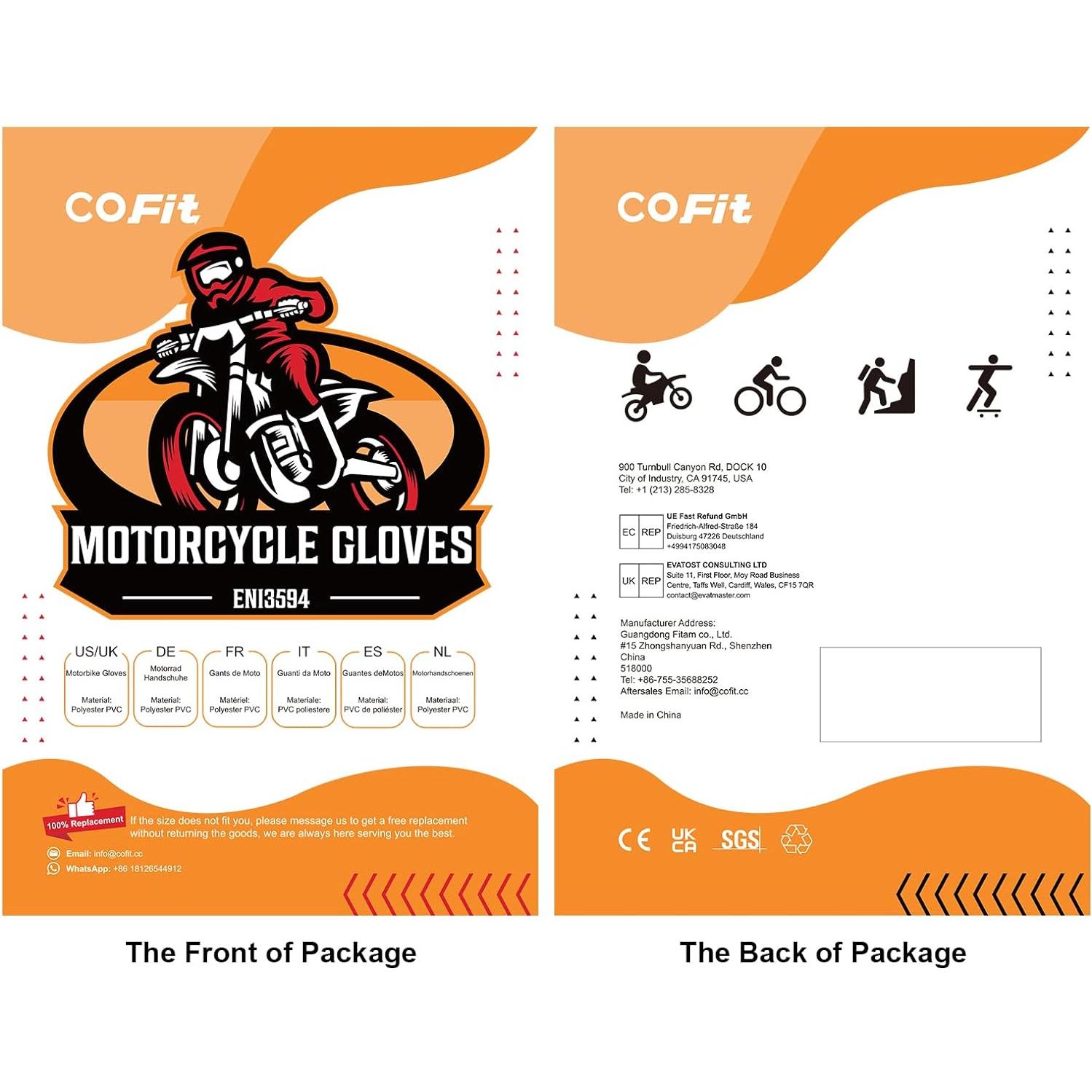 Guantes de Motocicleta COFIT XL Transpirables y Antideslizantes