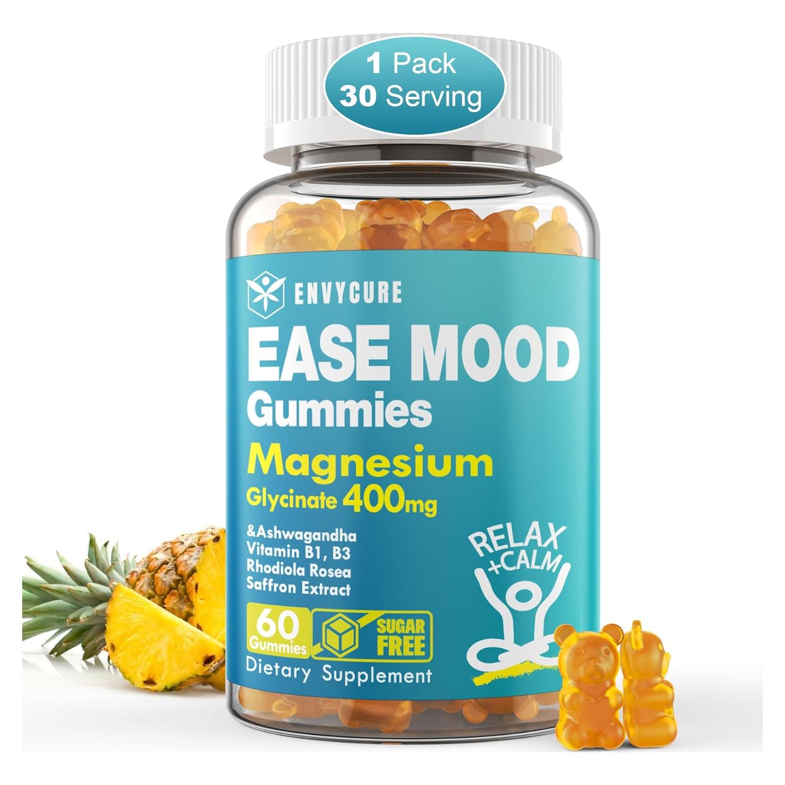 Gomitas de Magnesio Glicinato EnvyCure 400mg con Ashwagandha 60Ct