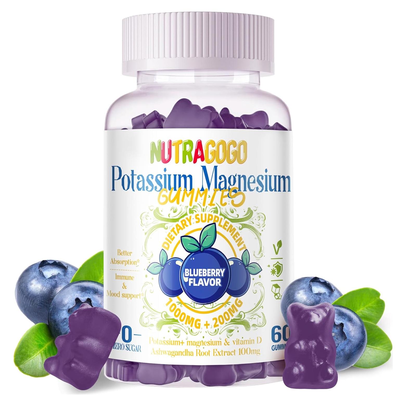 Gomitas de Potasio y Magnesio Nutragogo 60 Unidades Sabor Arándano