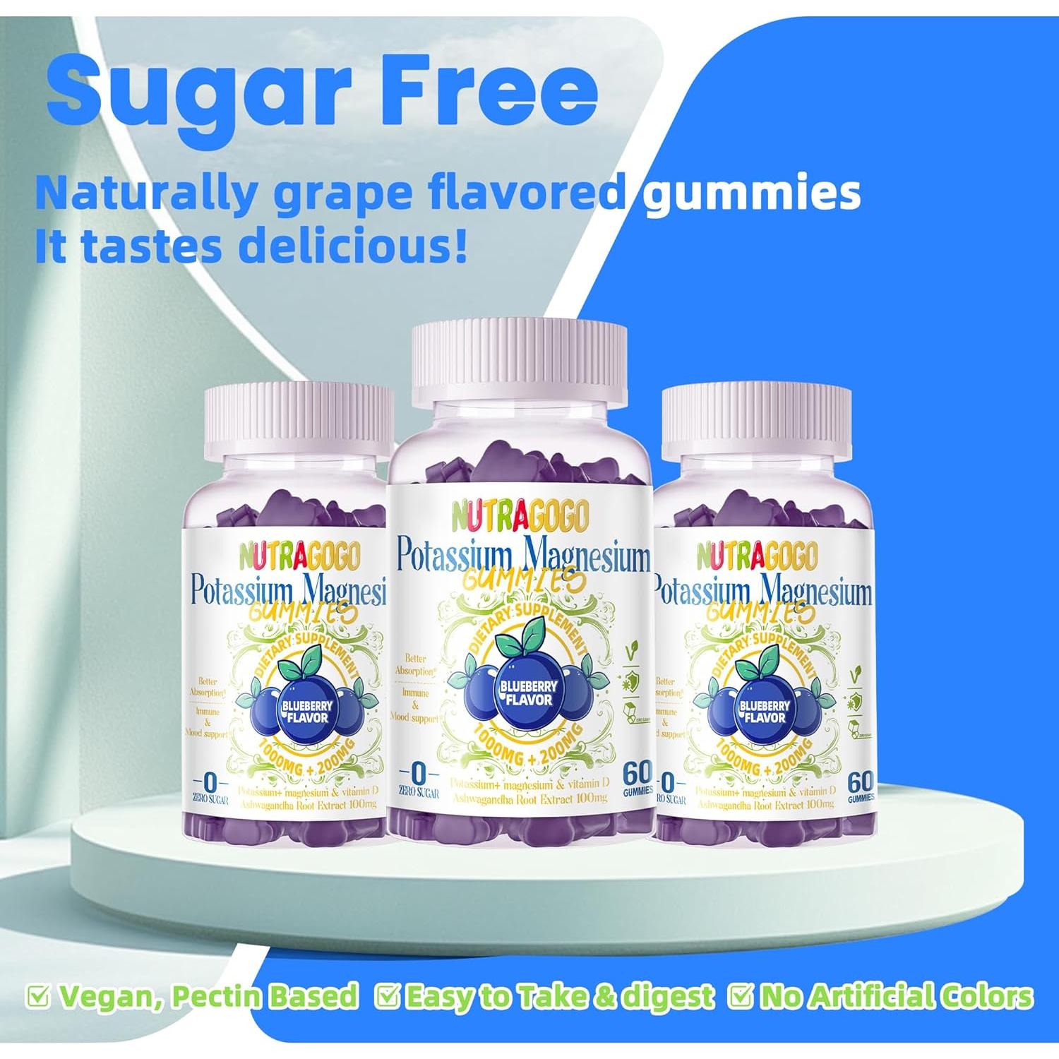 Gomitas de Potasio y Magnesio Nutragogo 60 Unidades Sabor Arándano
