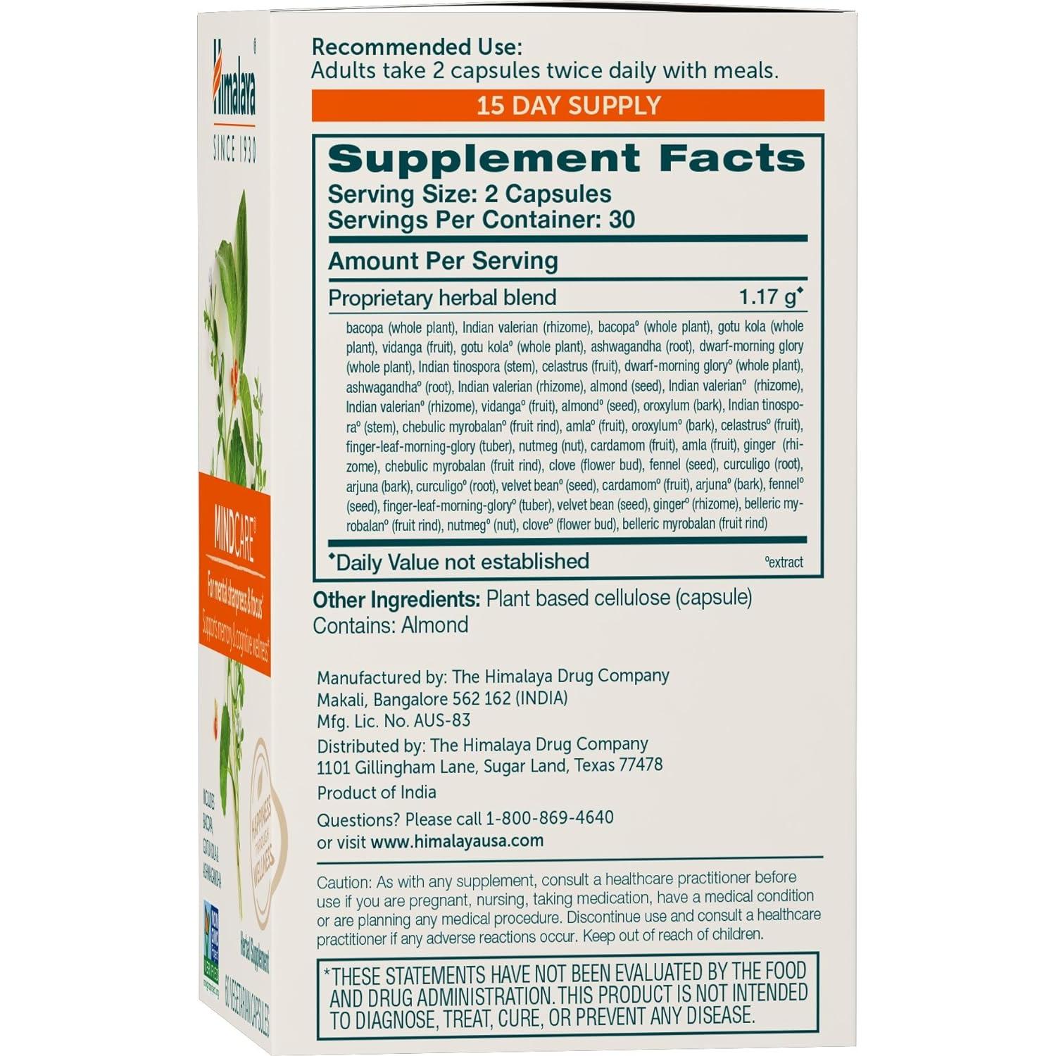 Himalaya MindCare Suplemento Nootrópico 60 Cápsulas 1170 mg