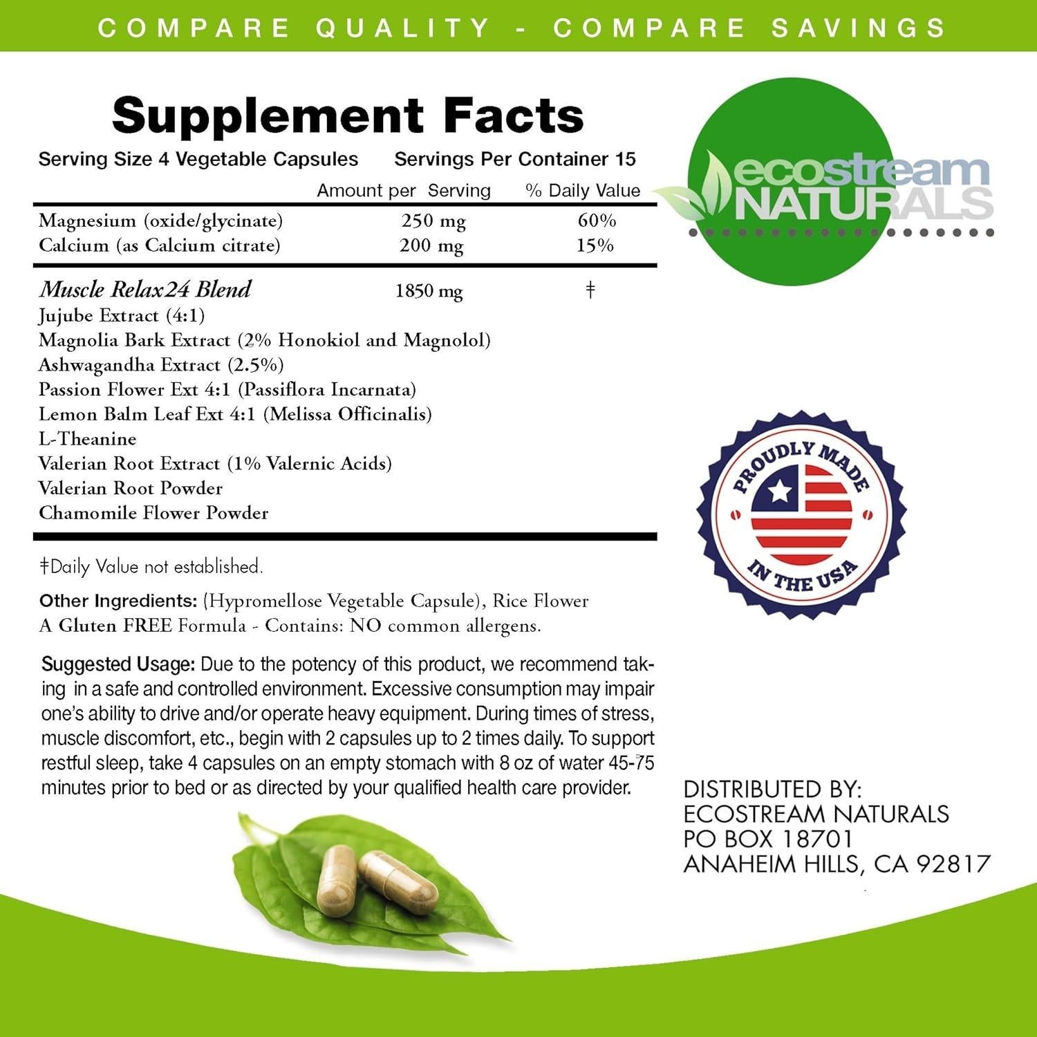 Relajante Muscular Ecostream Naturals 2300mg 60 Cápsulas