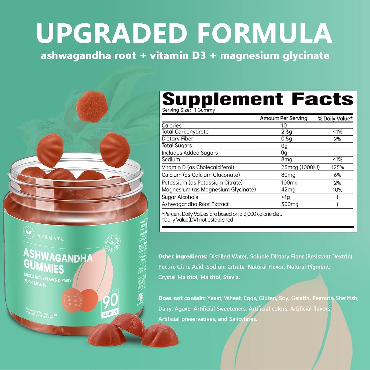 Gomitas de Ashwagandha AFXMATE Veganas 90 Unidades Sin Azúcar