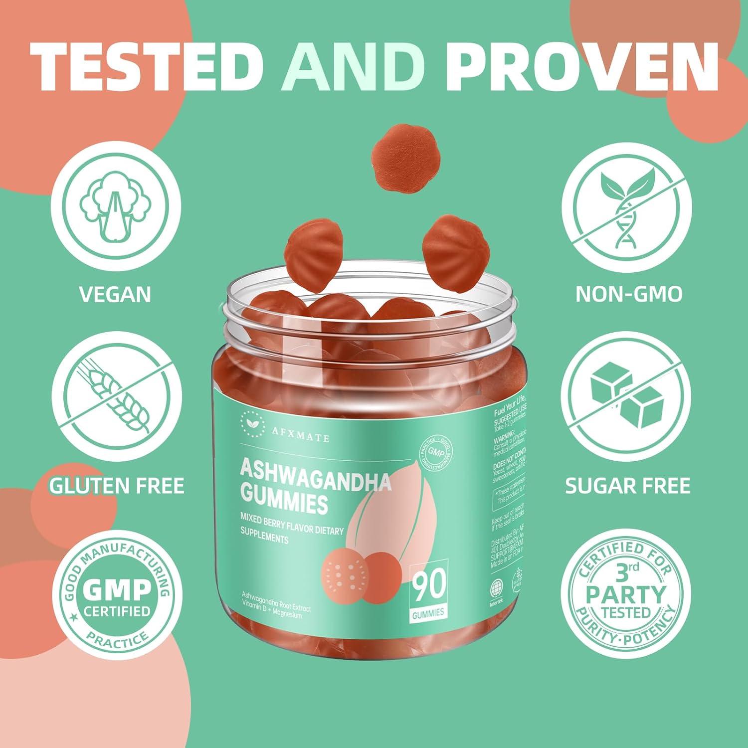 Gomitas de Ashwagandha AFXMATE Veganas 90 Unidades Sin Azúcar