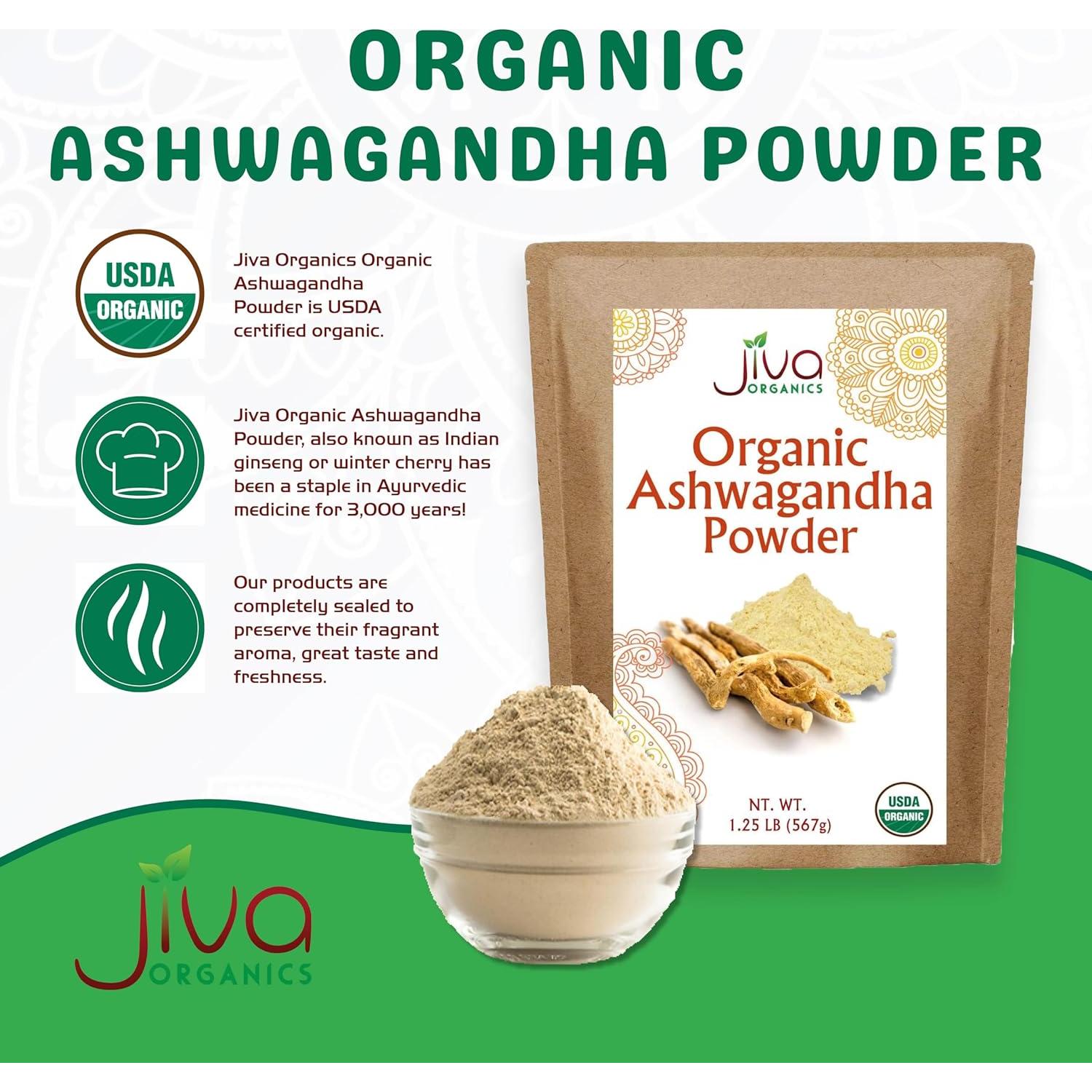 Polvo de Raíz de Ashwagandha Orgánico Jiva 0.57 kg - Sin Gluten