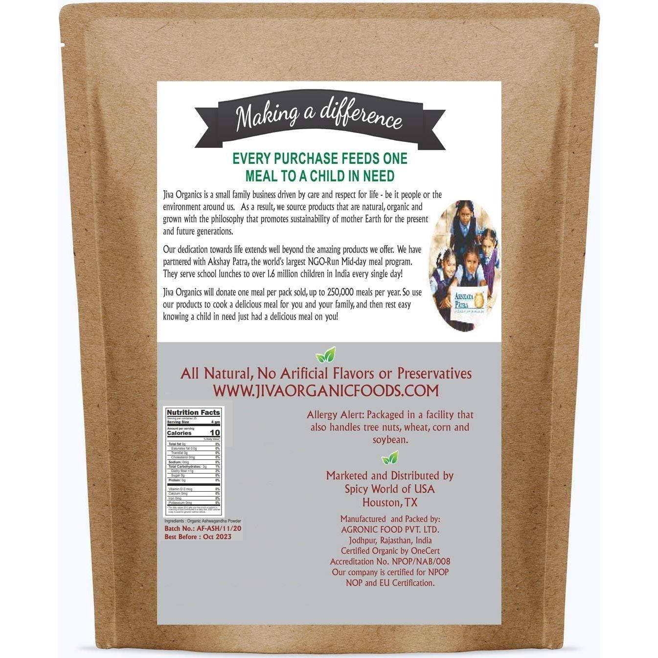Polvo de Raíz de Ashwagandha Orgánico Jiva 0.57 kg - Sin Gluten