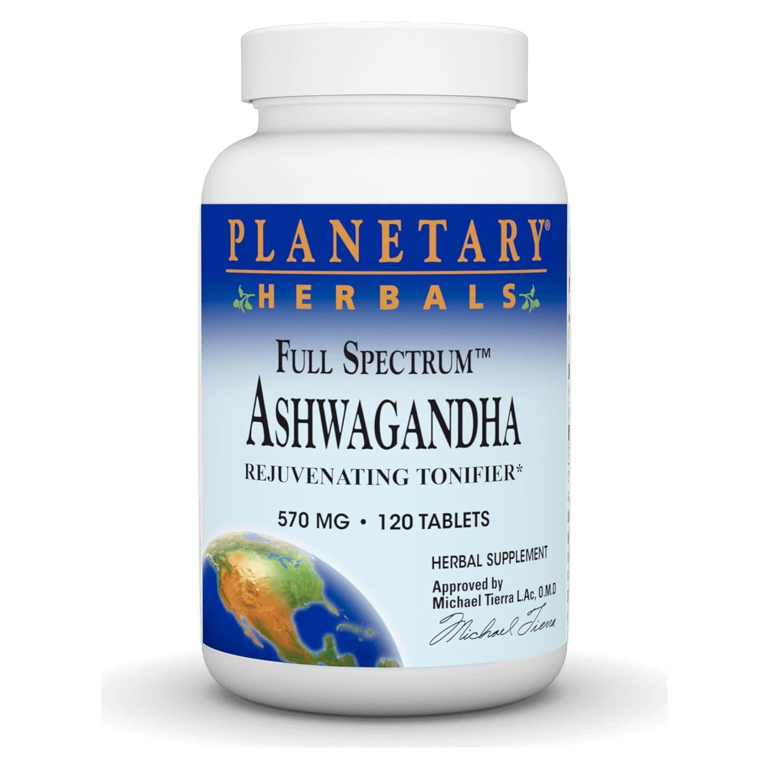 Ashwagandha Espectro Completo Planetary Herbals 570 mg 120 Tabletas