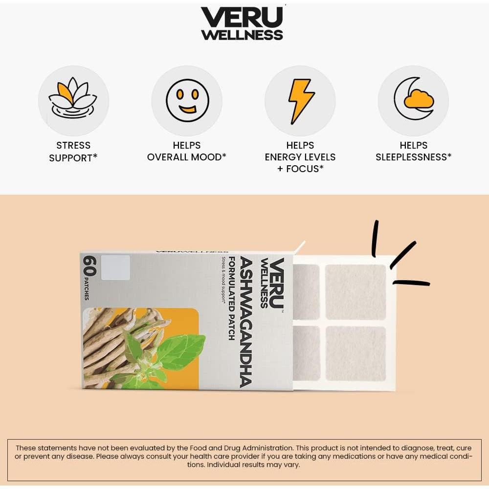 Parche de Ashwagandha Veru Wellness - Alivio Estrés y Energía (60 Unidades)