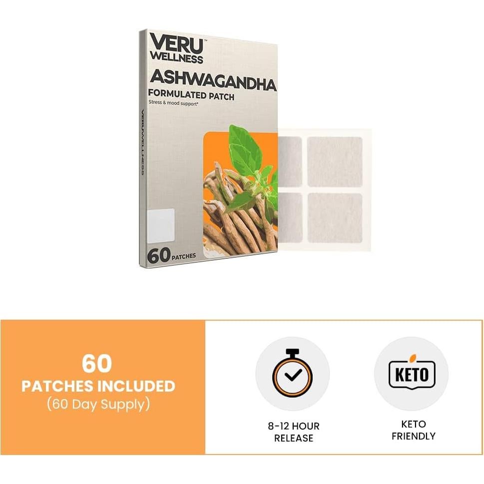 Parche de Ashwagandha Veru Wellness - Alivio Estrés y Energía (60 Unidades)