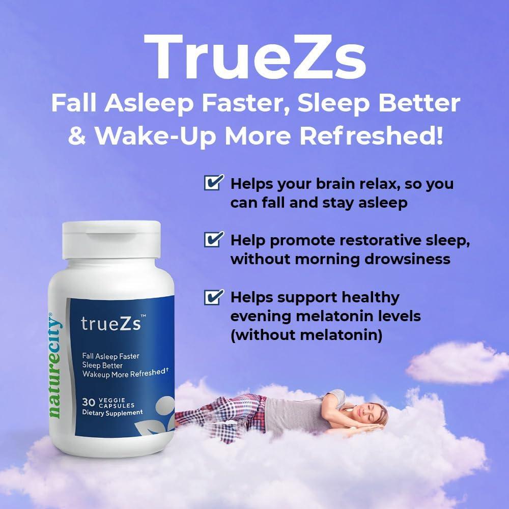 NatureCity TrueZs Suplemento Natural para Dormir - 30 Cápsulas Veganas