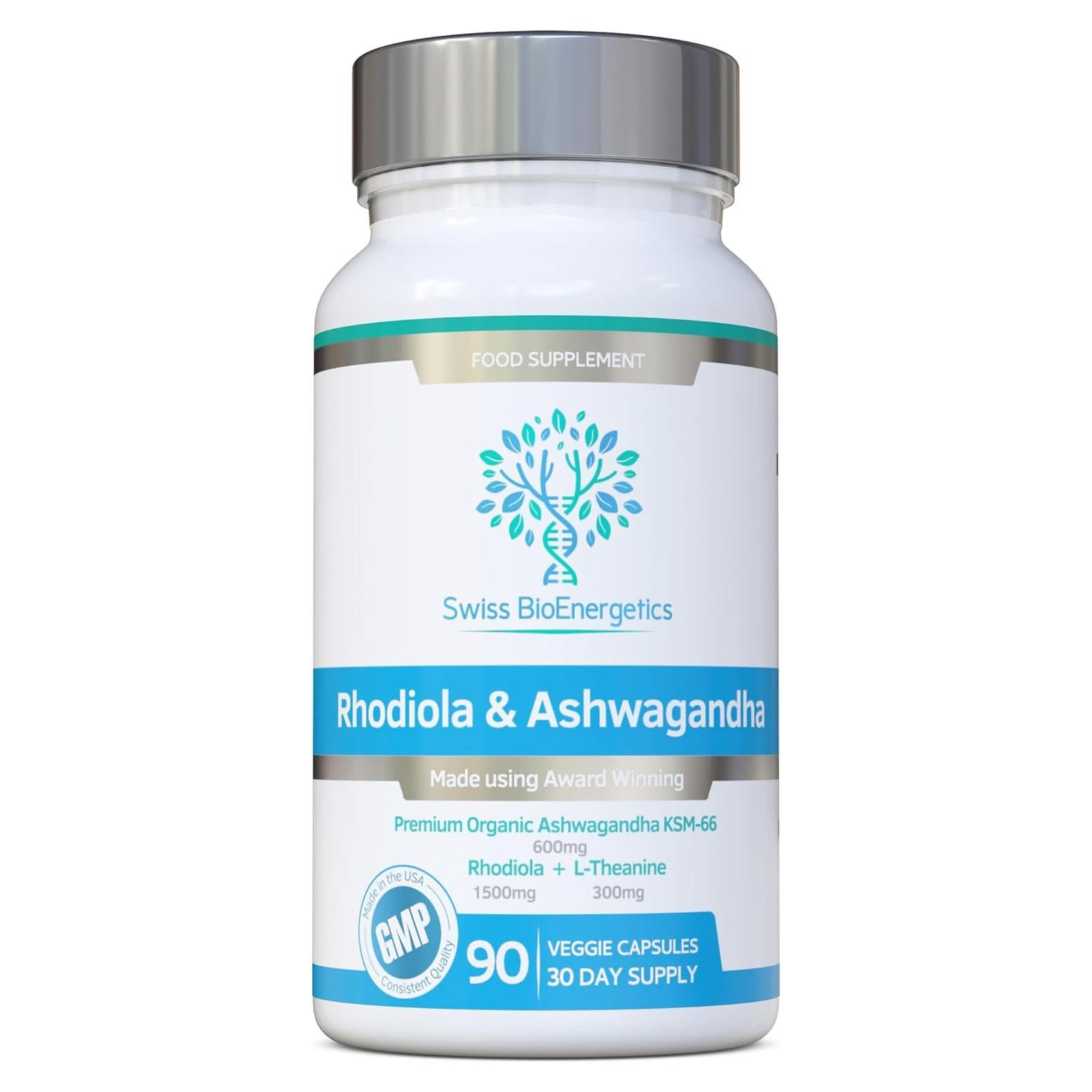 Suplemento Adaptógeno Rhodiola y Ashwagandha 600mg - Swiss BioEnergetics
