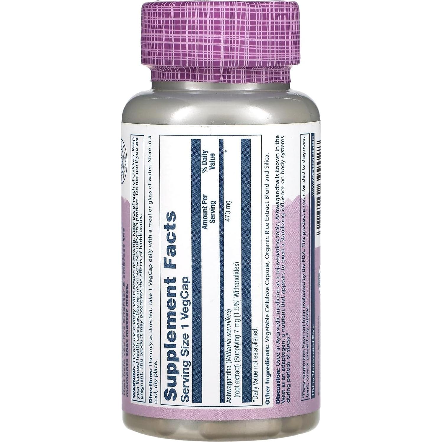 Suplemento Dietético Ashwagandha Solaray 470 mg 60 VegCaps