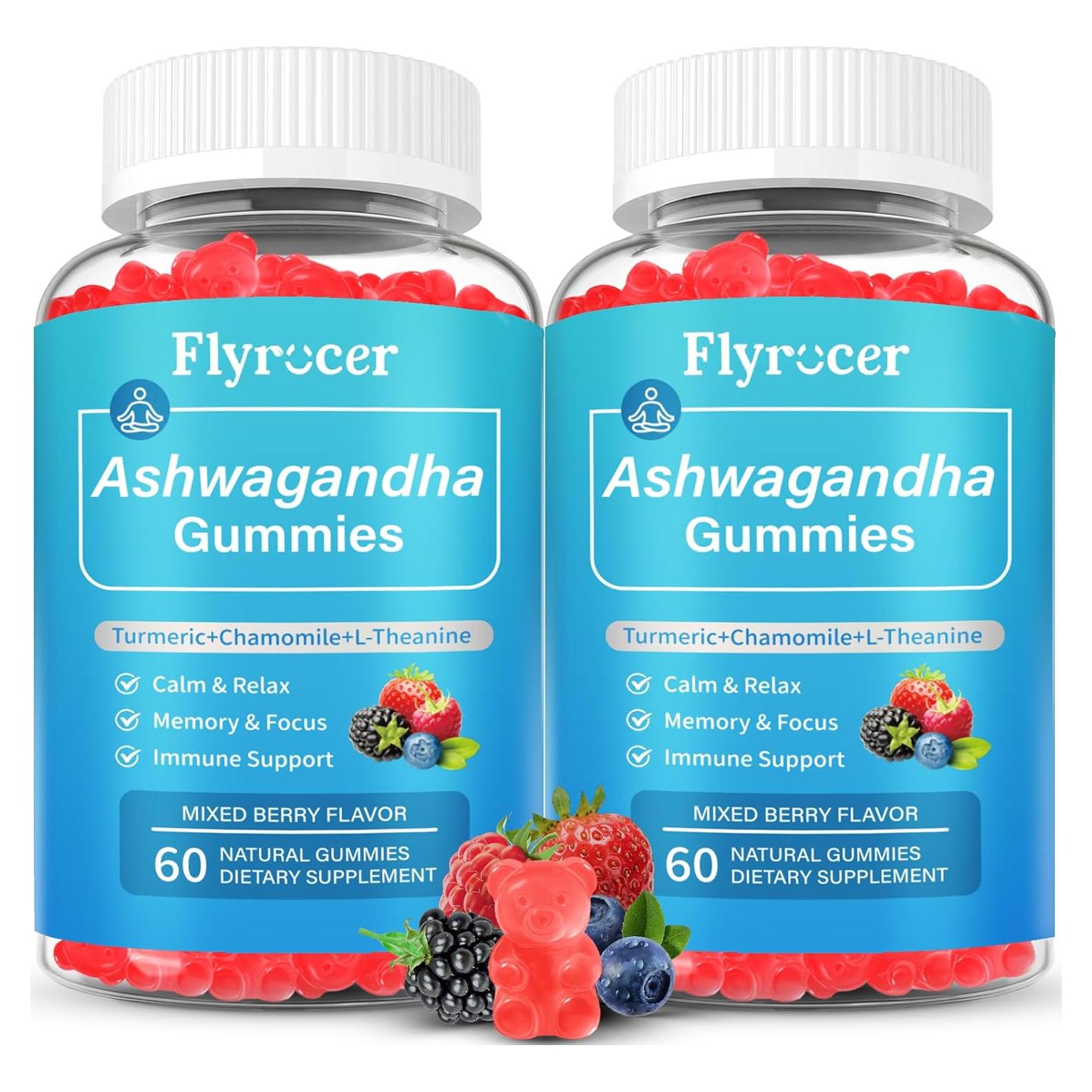 Gomitas de Ashwagandha Flyrocer 60 unidades Veganas Sabor Frutos
