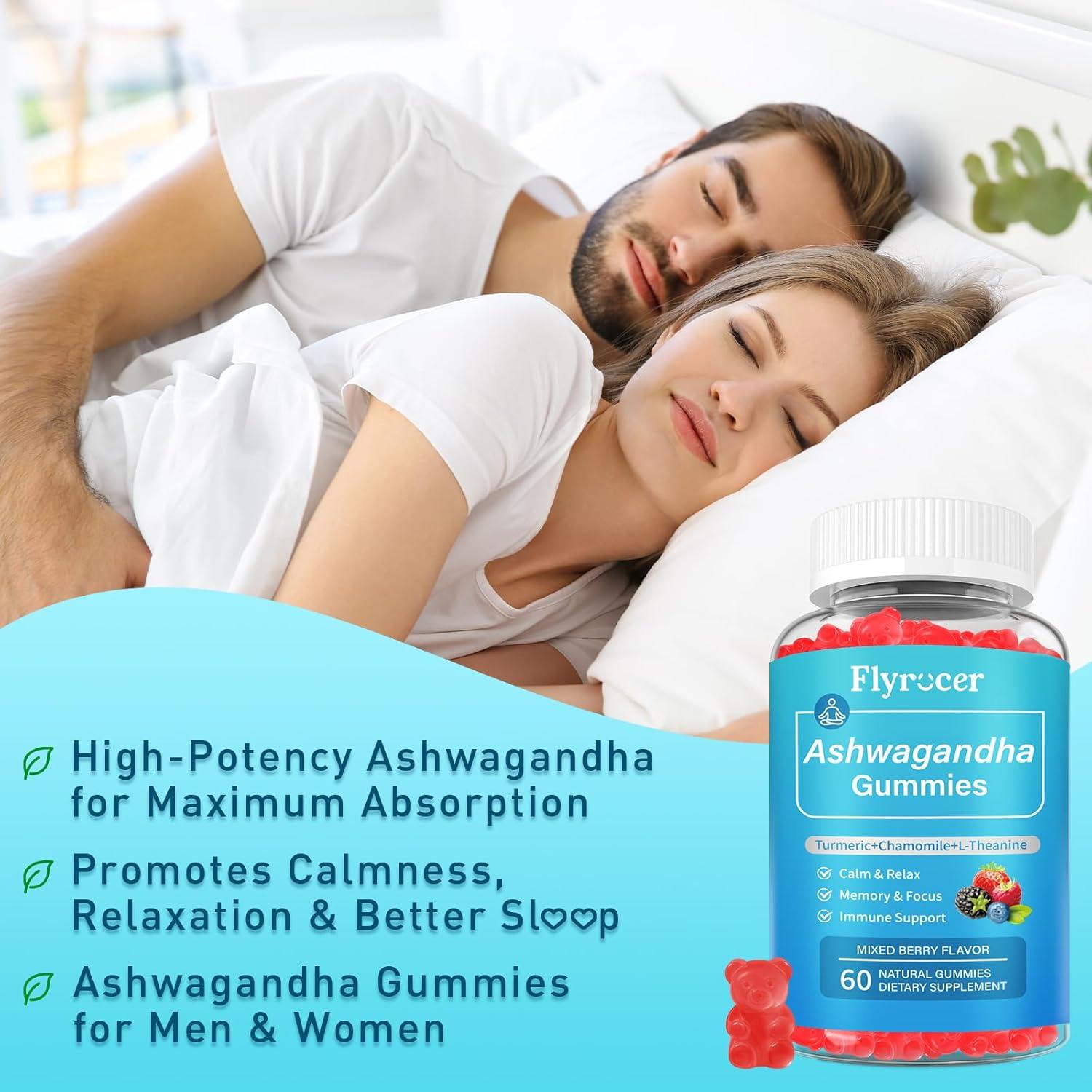 Gomitas de Ashwagandha Flyrocer 60 unidades Veganas Sabor Frutos