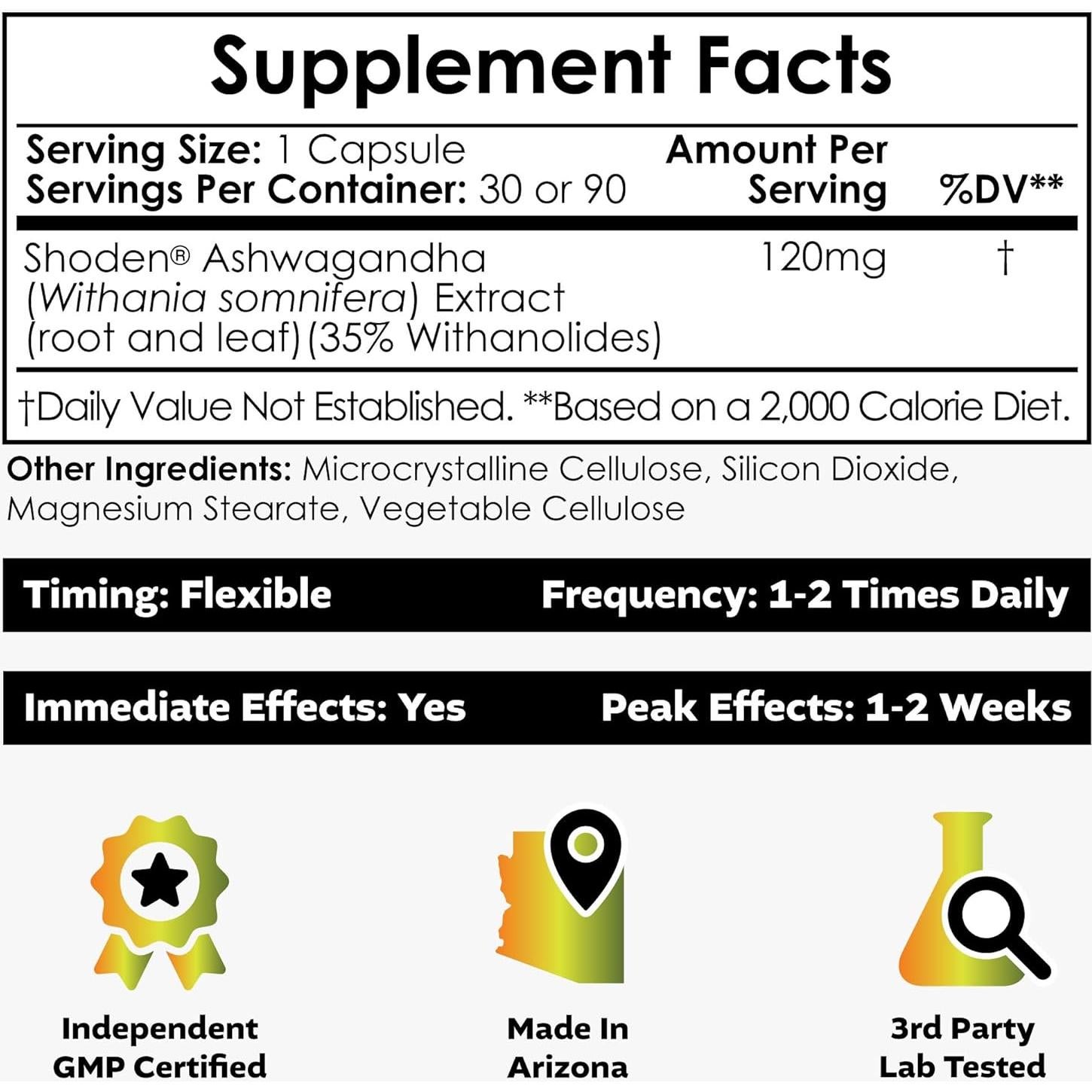 Cápsulas de Ashwagandha Shoden Nootropics Depot 90 Unidades 120mg