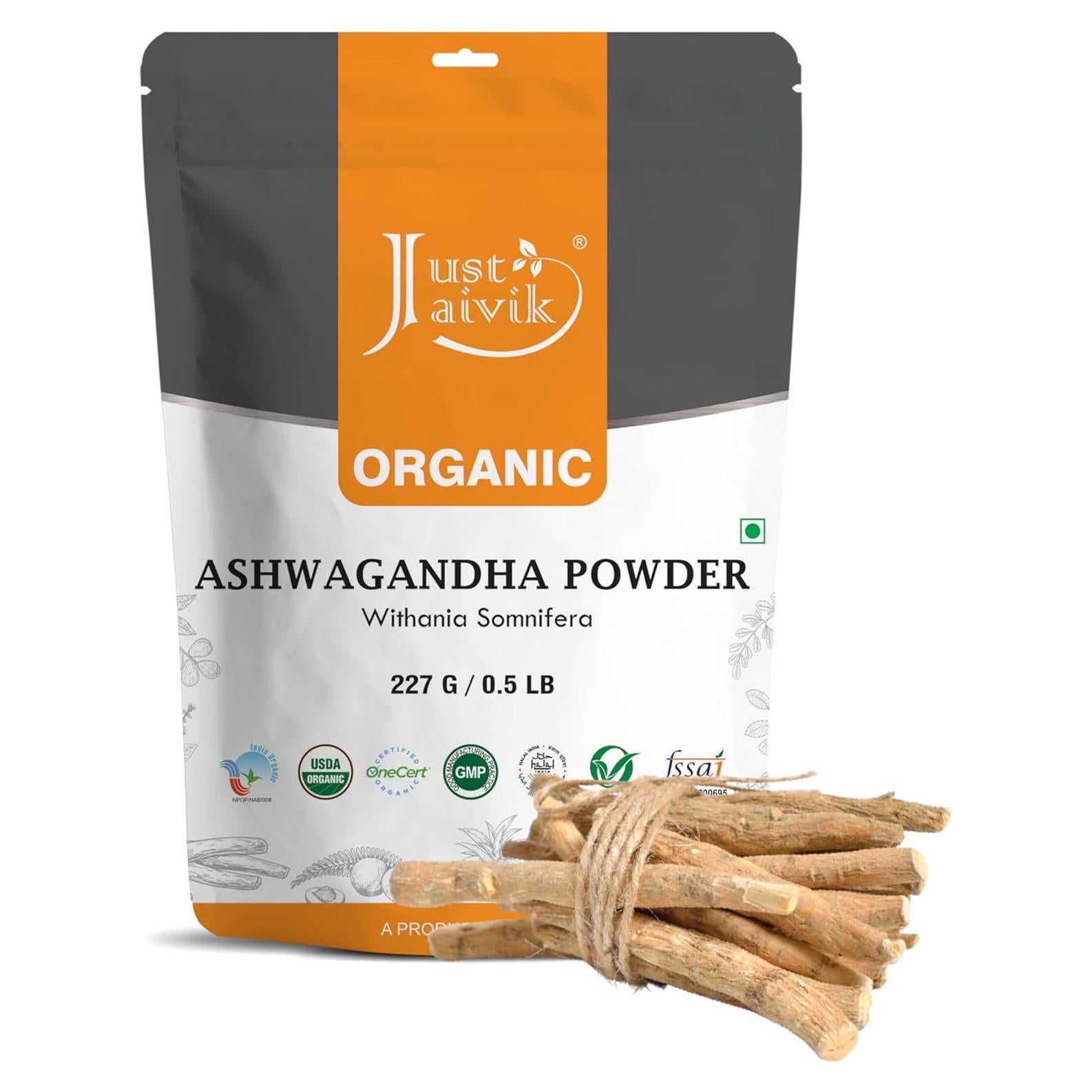 Polvo de Ashwagandha Orgánico Just Jaivik 227g - Suplemento Ayurvédico