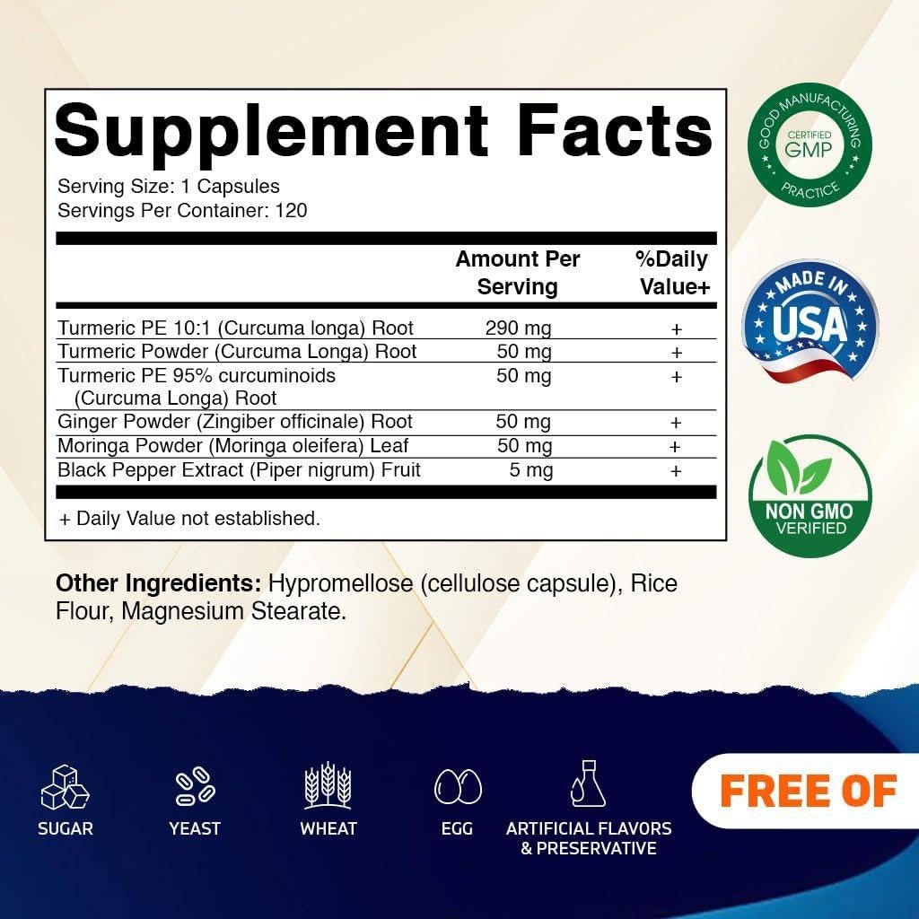 Suplemento de Cúrcuma Curcumina Vitamatic 3000 mg 120 Cápsulas