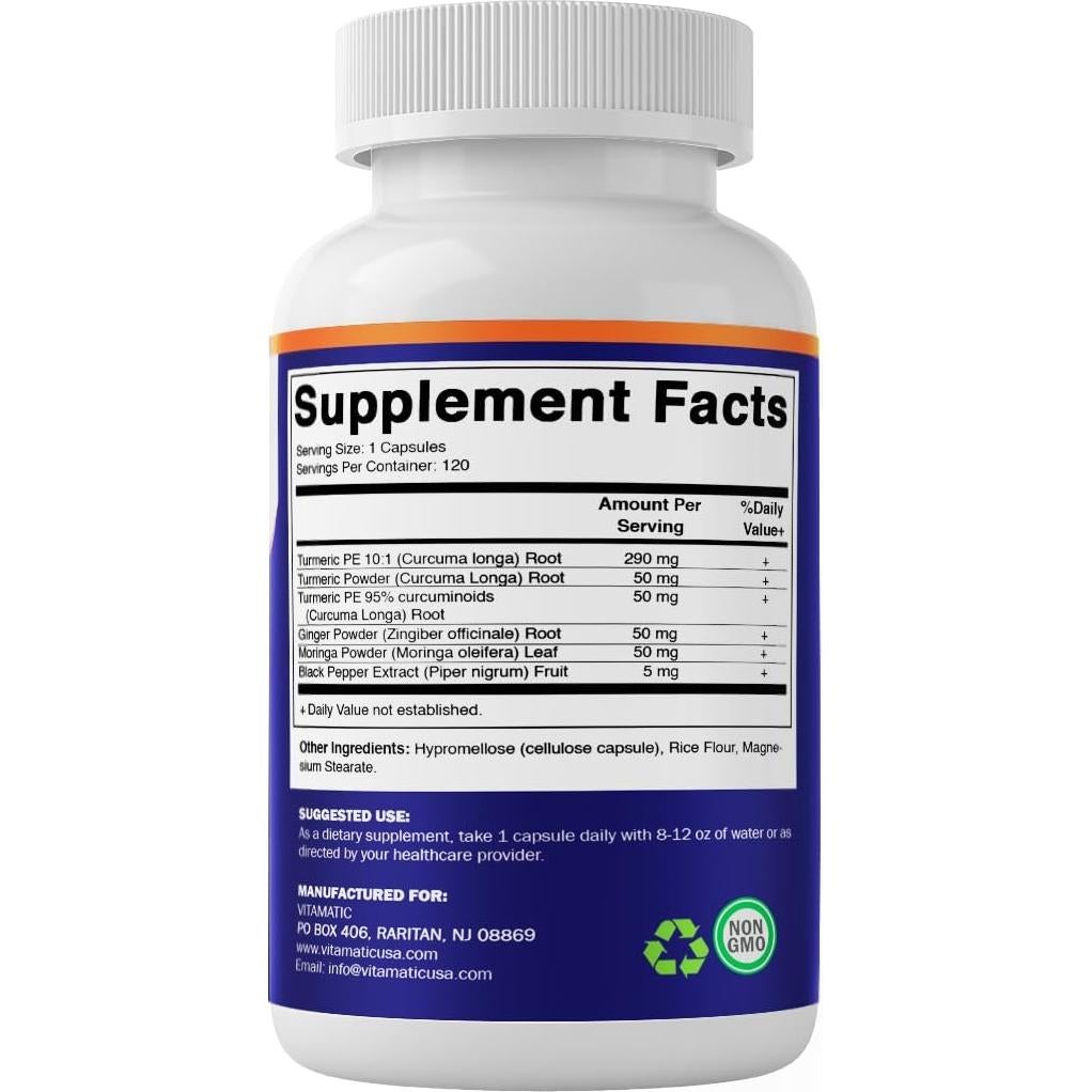 Suplemento de Cúrcuma Curcumina Vitamatic 3000 mg 120 Cápsulas