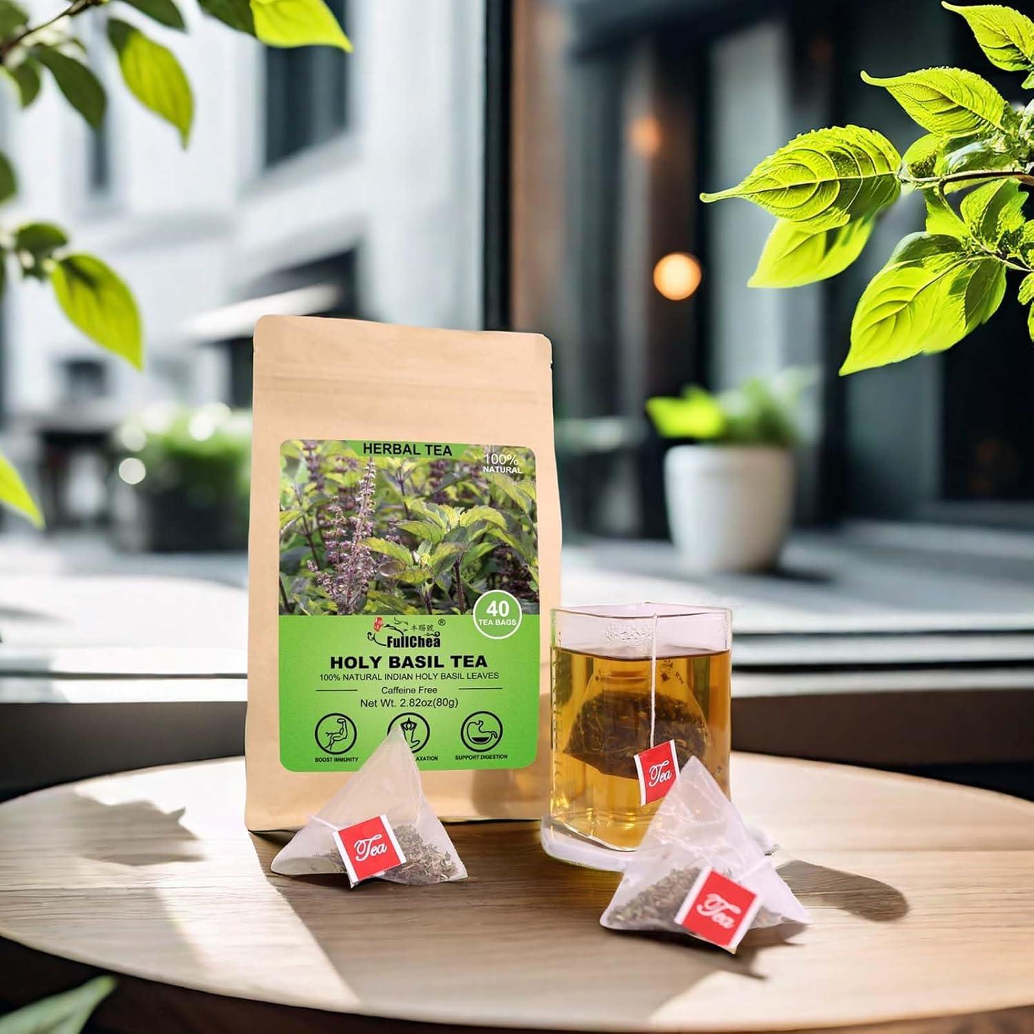 Té de Albahaca Sagrada FullChea - 40 Bolsitas 2g - Sin Cafeína