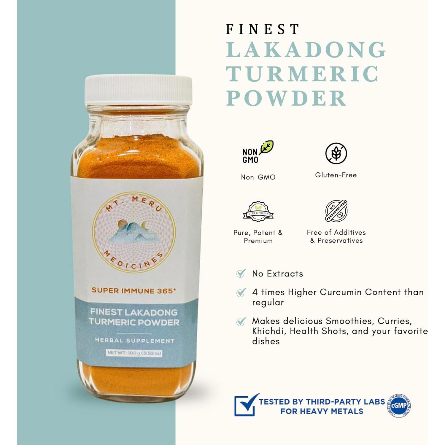 Polvo de Cúrcuma Lakadong YogaSun 100g - No OGM, Alto en Curcumina