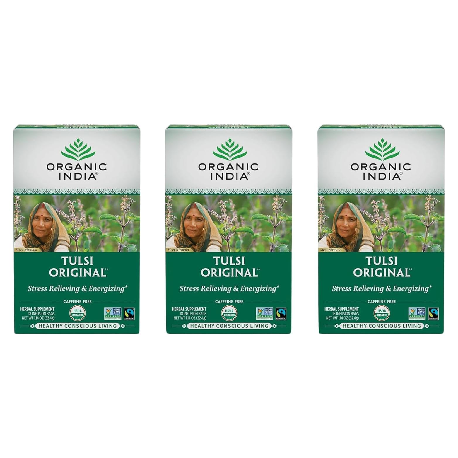 Té Herbal ORGANIC INDIA Tulsi Calmante 18 Bolsitas - Sin Cafeína
