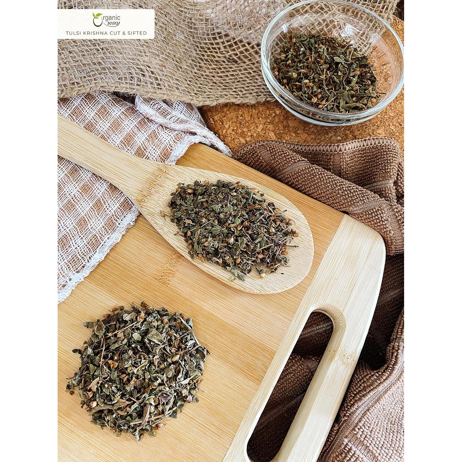 Tulsi Cortada y Tamizada Orgánica Forma - 454 g - Albahaca Sagrada