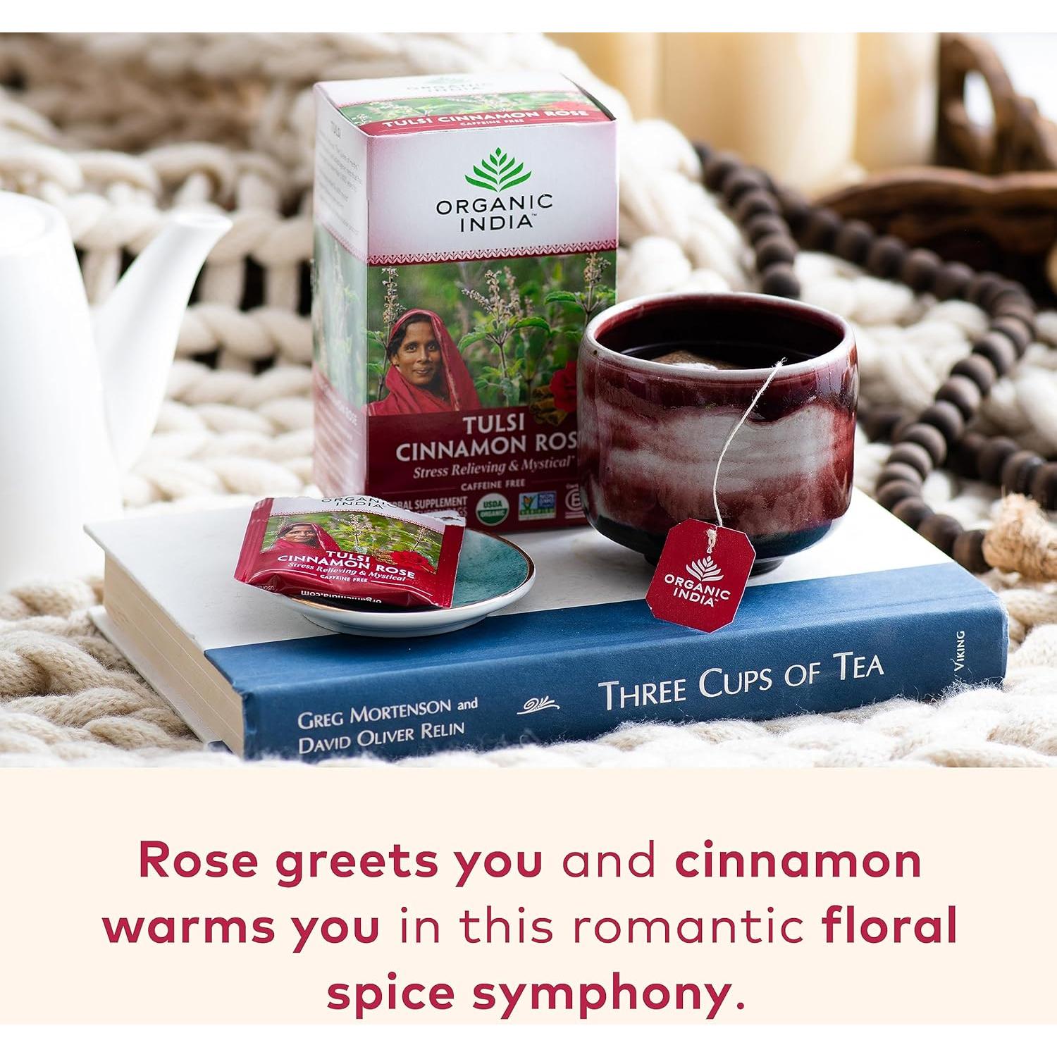 Té de Hierbas Tulsi Canela Rosa Organic India - 18 Bolsitas