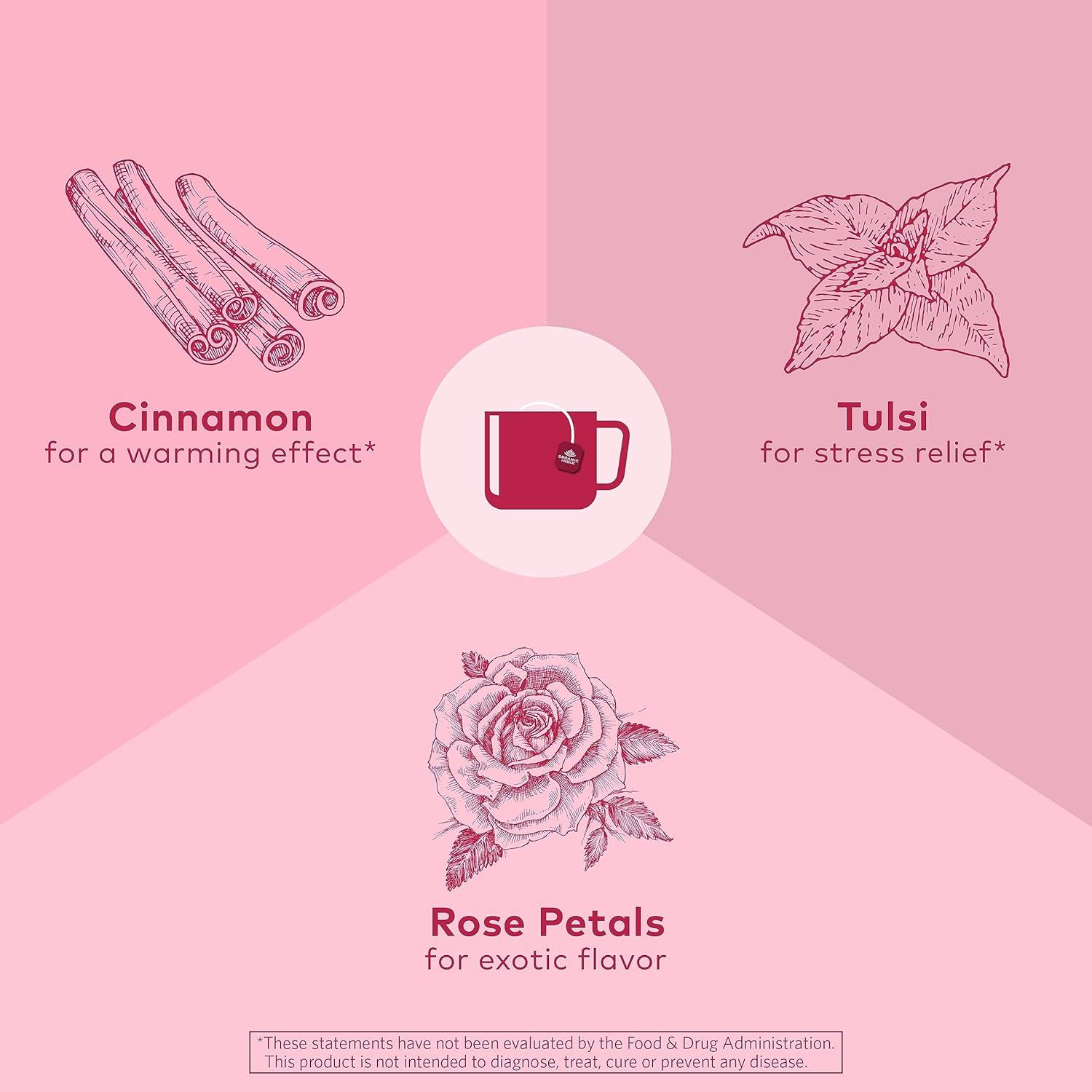 Té de Hierbas Tulsi Canela Rosa Organic India - 18 Bolsitas