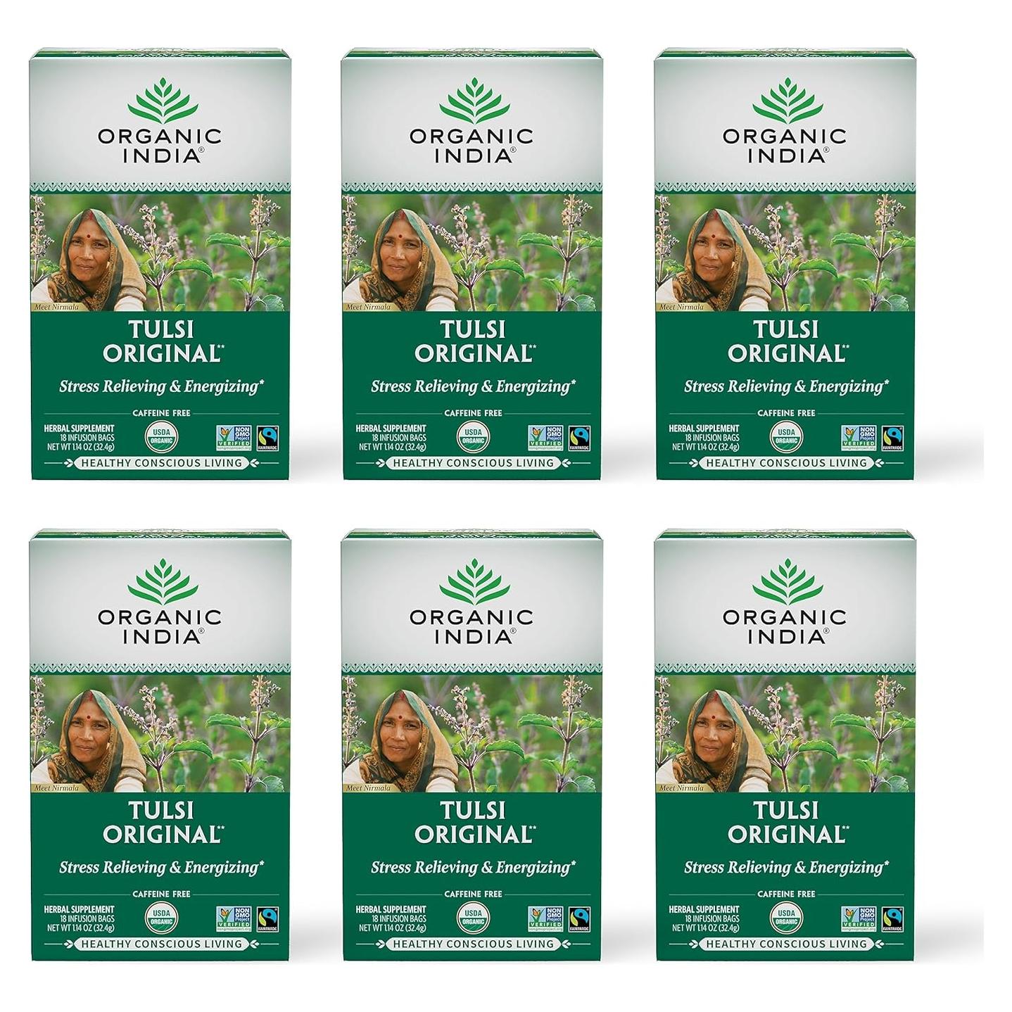 Té Herbal Tulsi ORGANIC INDIA - Albahaca Sagrada, 108 Bolsitas