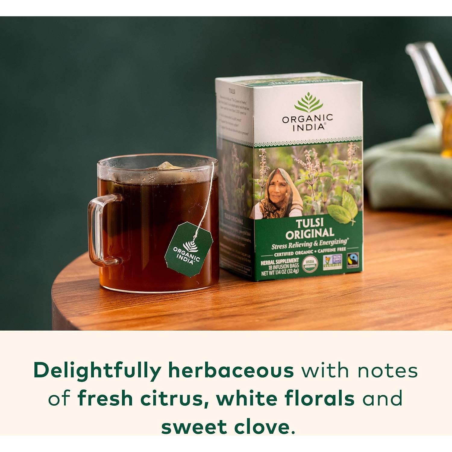 Té Herbal Tulsi ORGANIC INDIA - Albahaca Sagrada, 108 Bolsitas