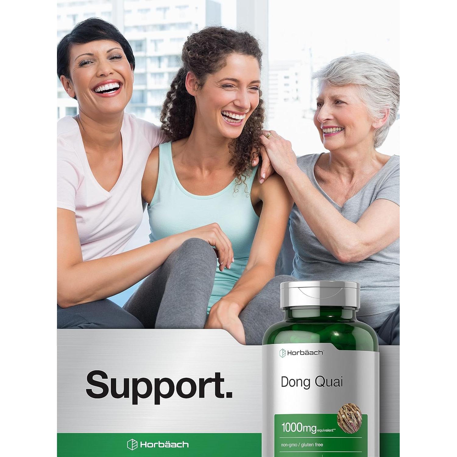 Cápsulas de Dong Quai Horbaach 1000mg 150 Conteo Suplemento