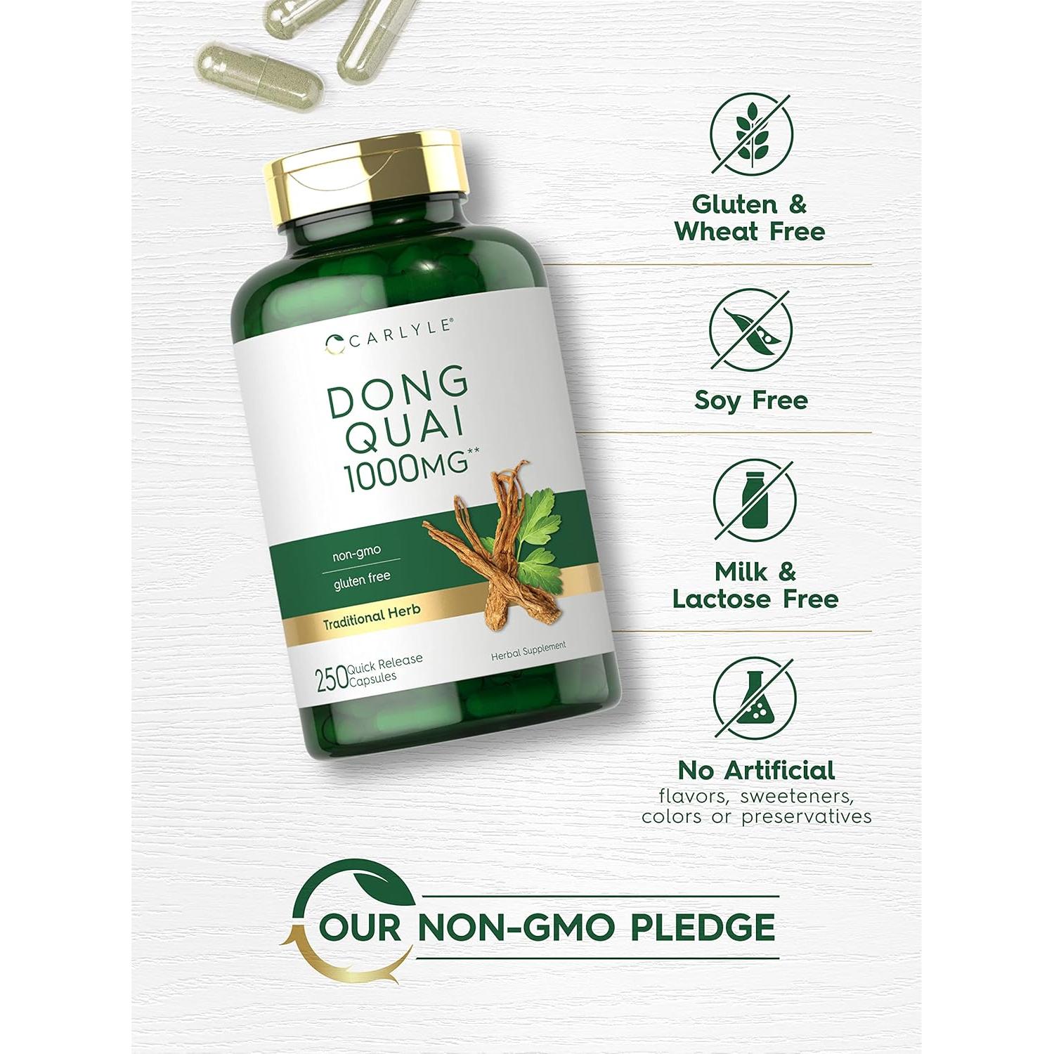 Cápsulas de Dong Quai Carlyle 1000mg 250 Conteo Suplemento