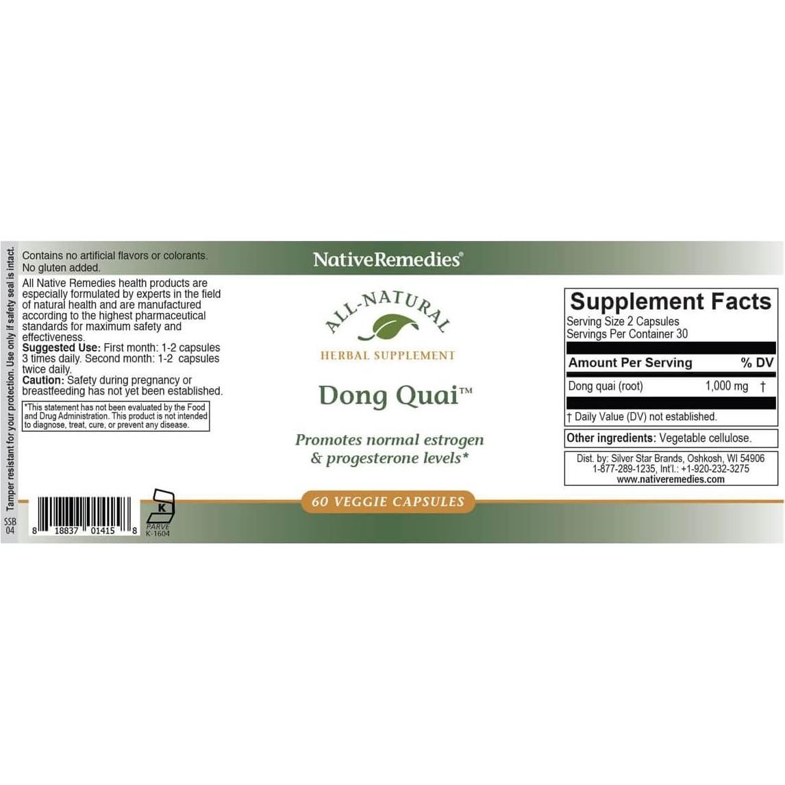 Dong Quai 2 Pack Native Remedies - Tónico Hormonal Femenino