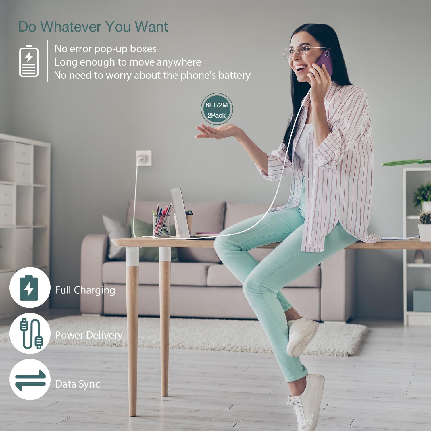 Cargador Rápido iPhone DelTucci 2 Pack con Cable 6FT