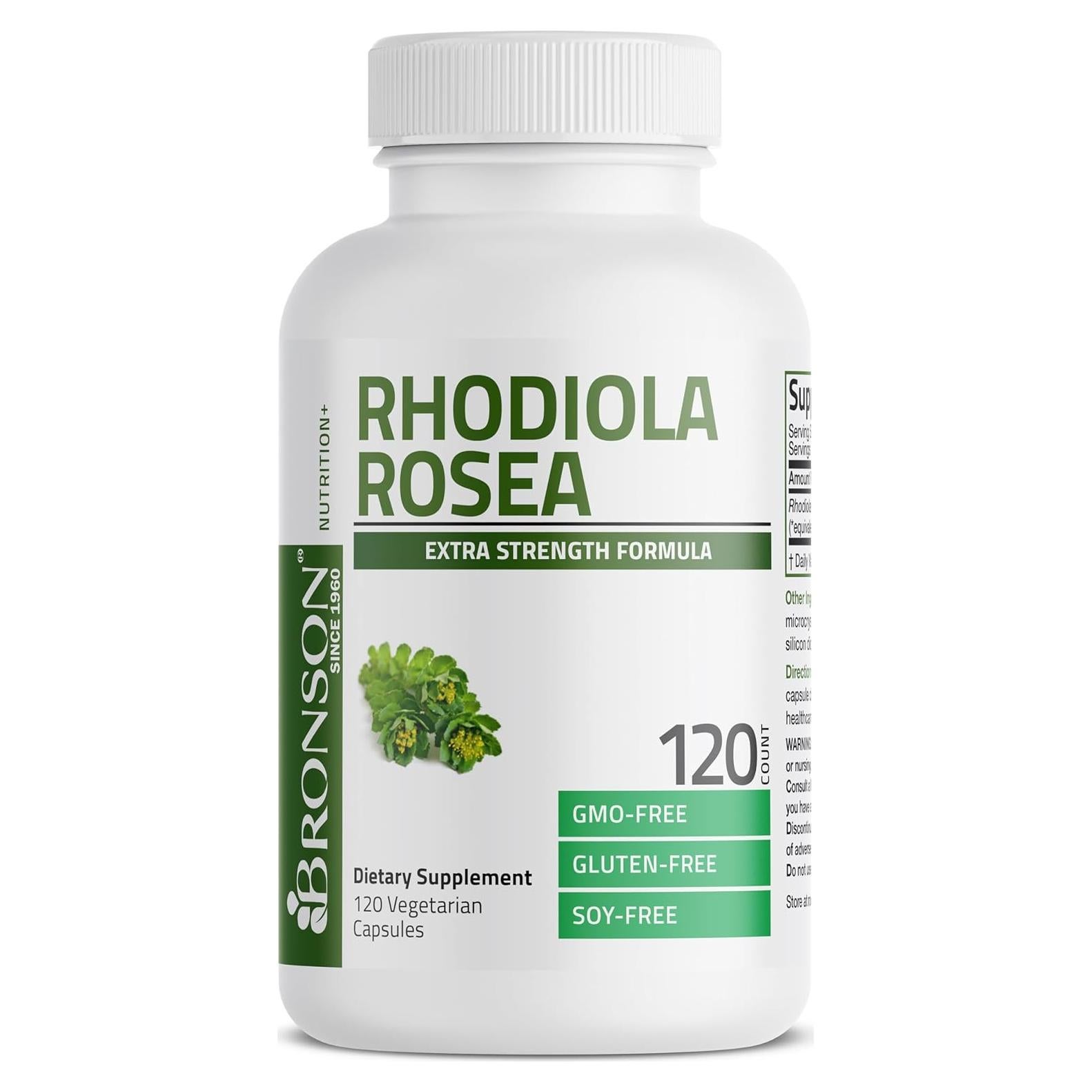 Cápsulas Vegetarianas Rhodiola Rosea Bronson 1000mg 120 Unidades