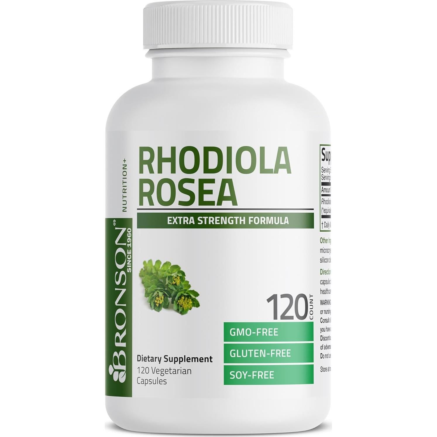 Cápsulas Vegetarianas Rhodiola Rosea Bronson 1000mg 120 Unidades